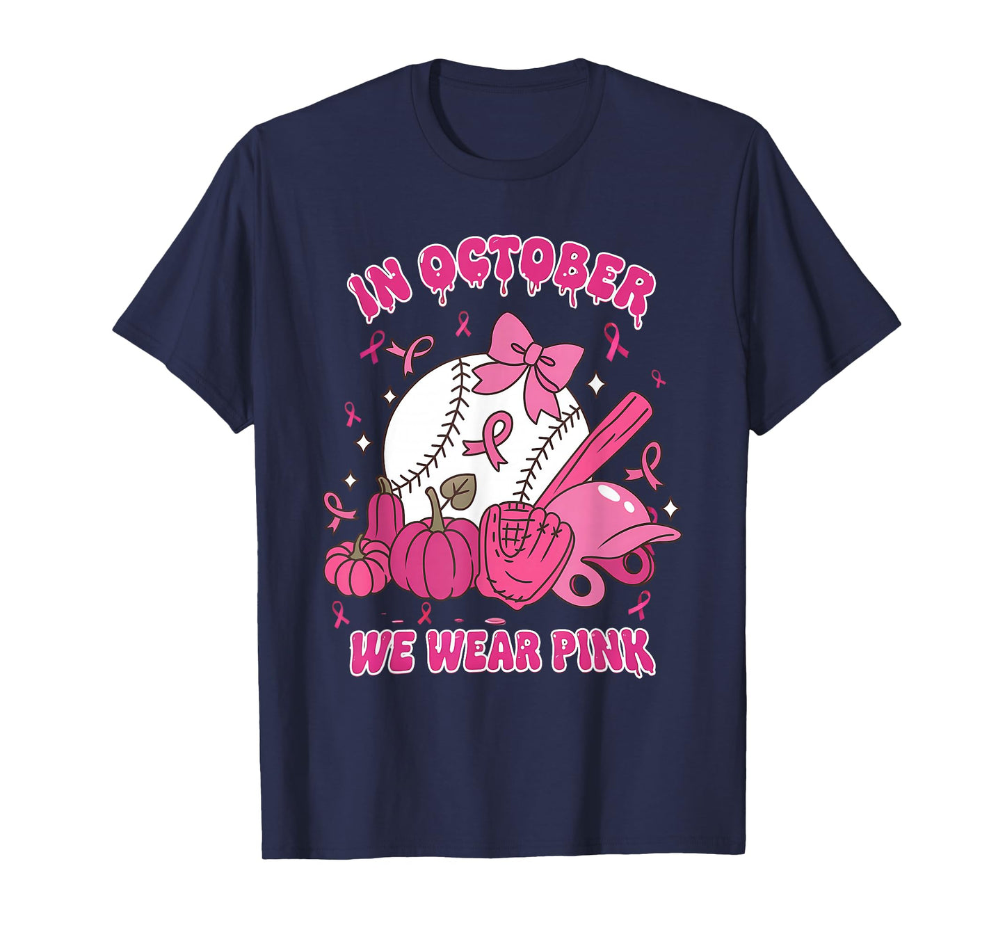 Baseball in October We Wear Pink Breast Cancer Awareness Kid T-Shirt