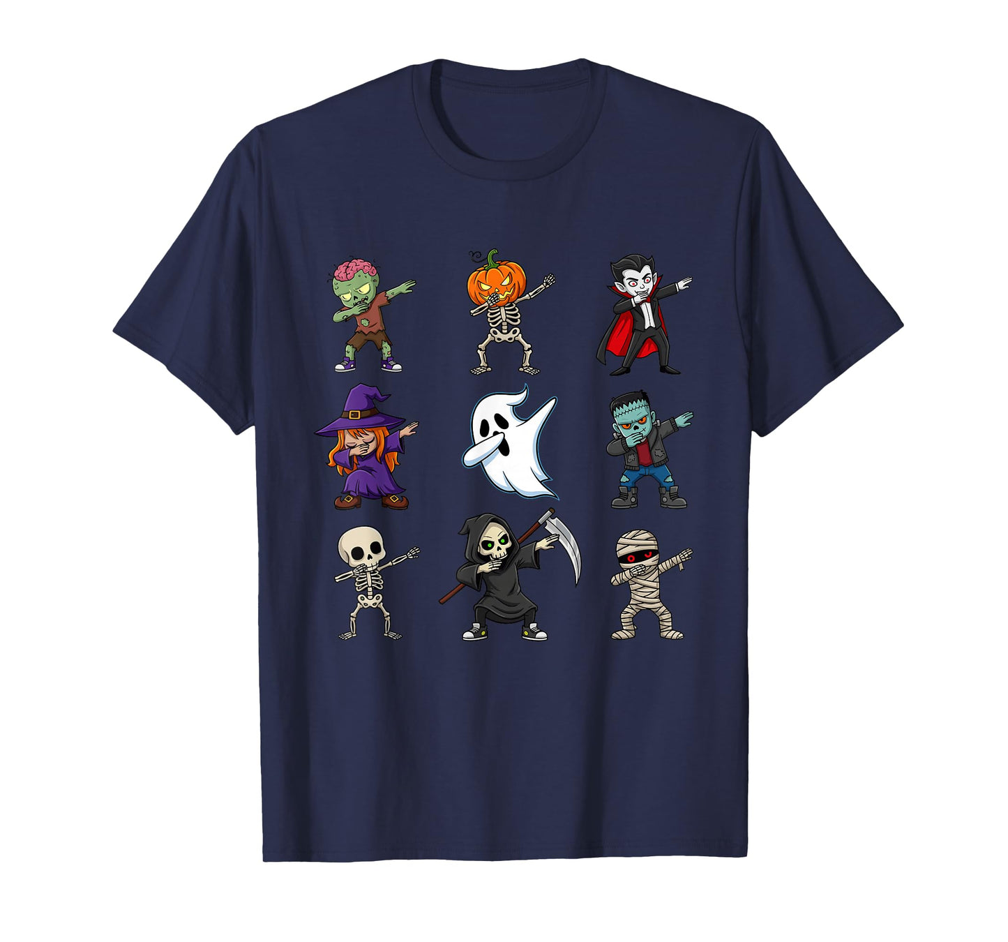 Dabbing Halloween Ghost Witch Zombie Vampire Skeleton Kids T-Shirt