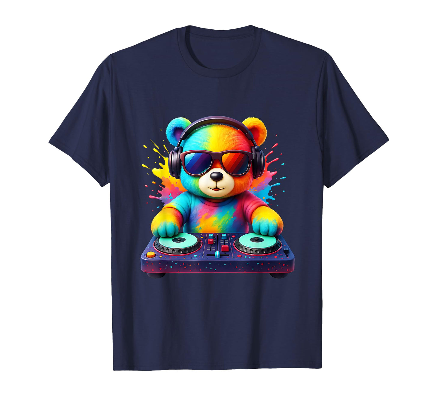 Colorful Teddy Bear Dj Disc Jockey Kids Music Deejay T-Shirt