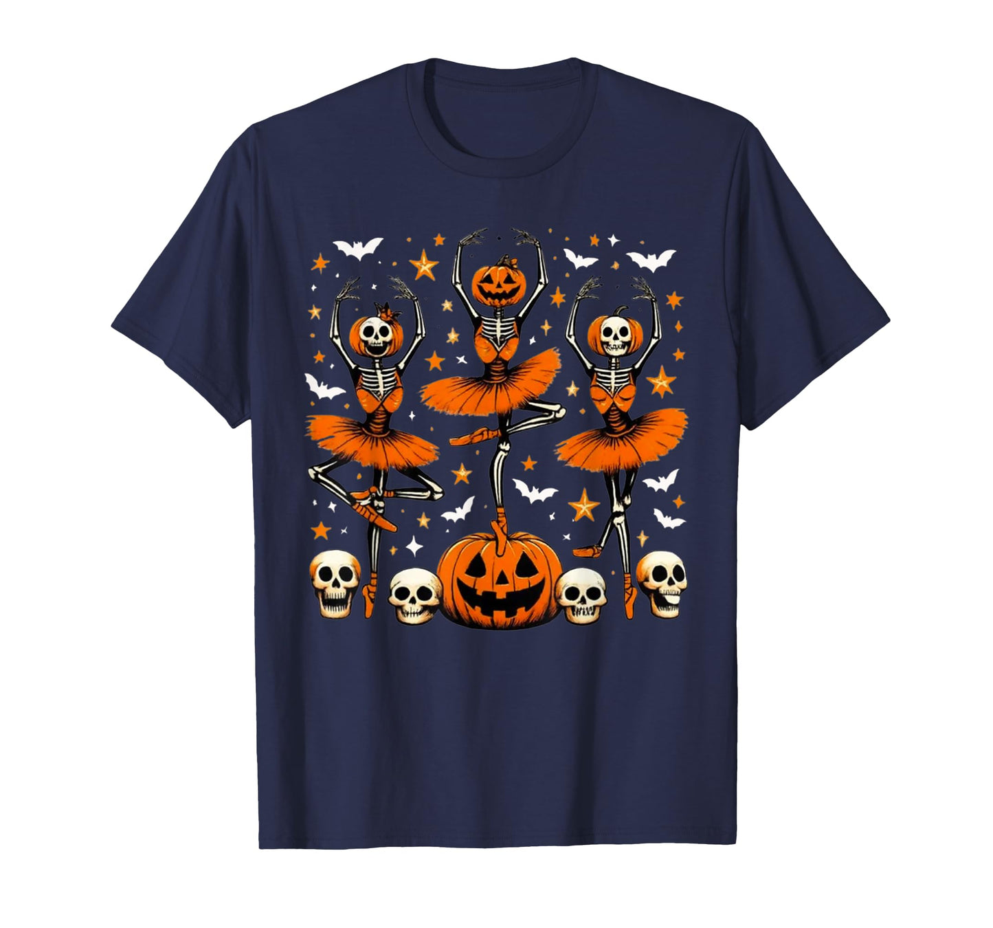 Ballet Pumpkin Skeleton Scary Halloween Men Women Boys Girls T-Shirt