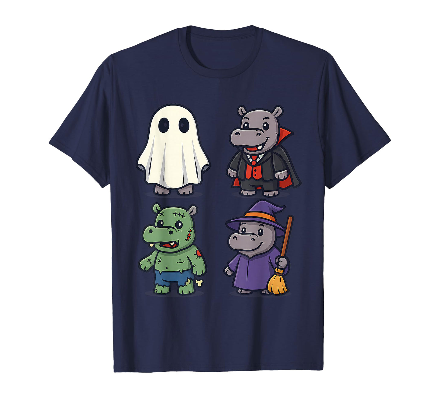 Cool Hippo Ghost Witch Zombie Halloween Costume Girls Boys T-Shirt