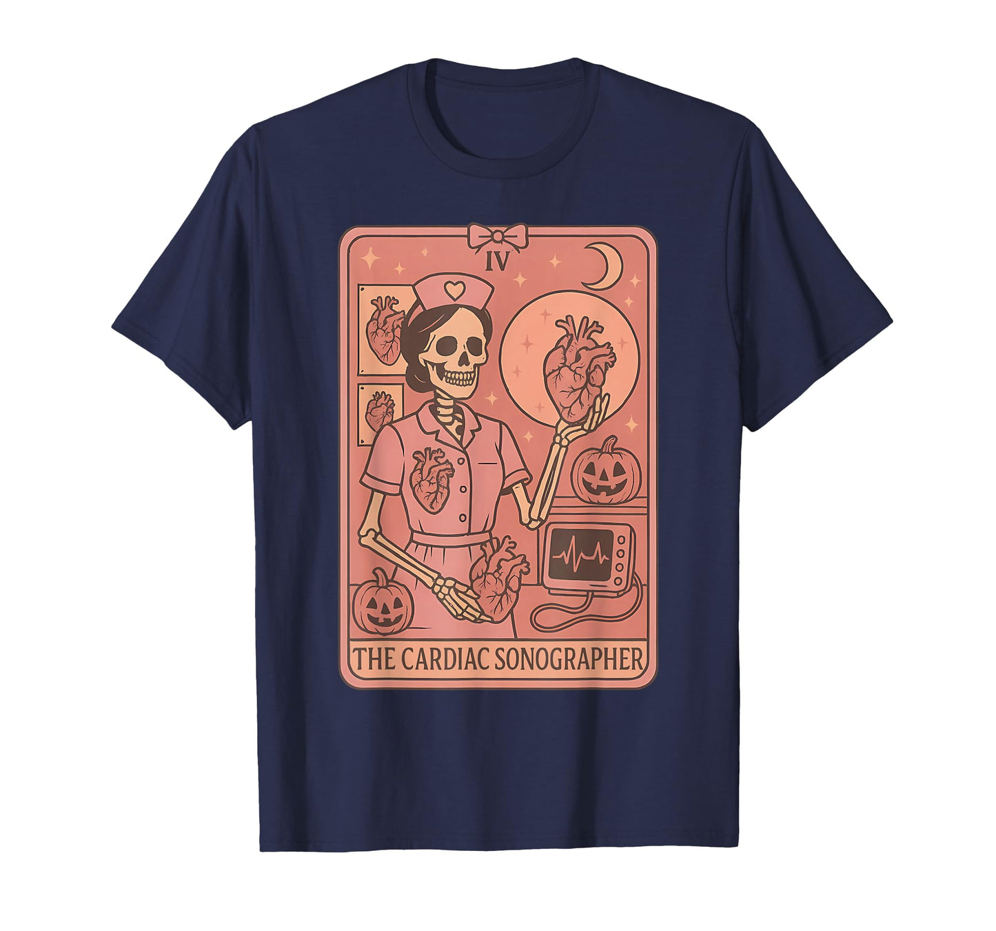 Cardiac Sonographer Tarot Card Skeleton Ultrasound Halloween T-Shirt