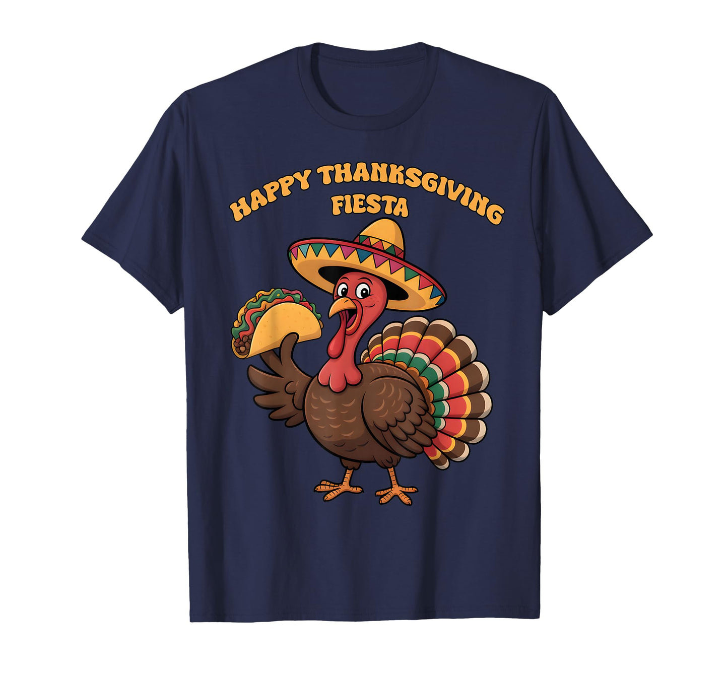Happy Thanksgiving Fiesta Turkey with Taco Sombrero T-Shirt