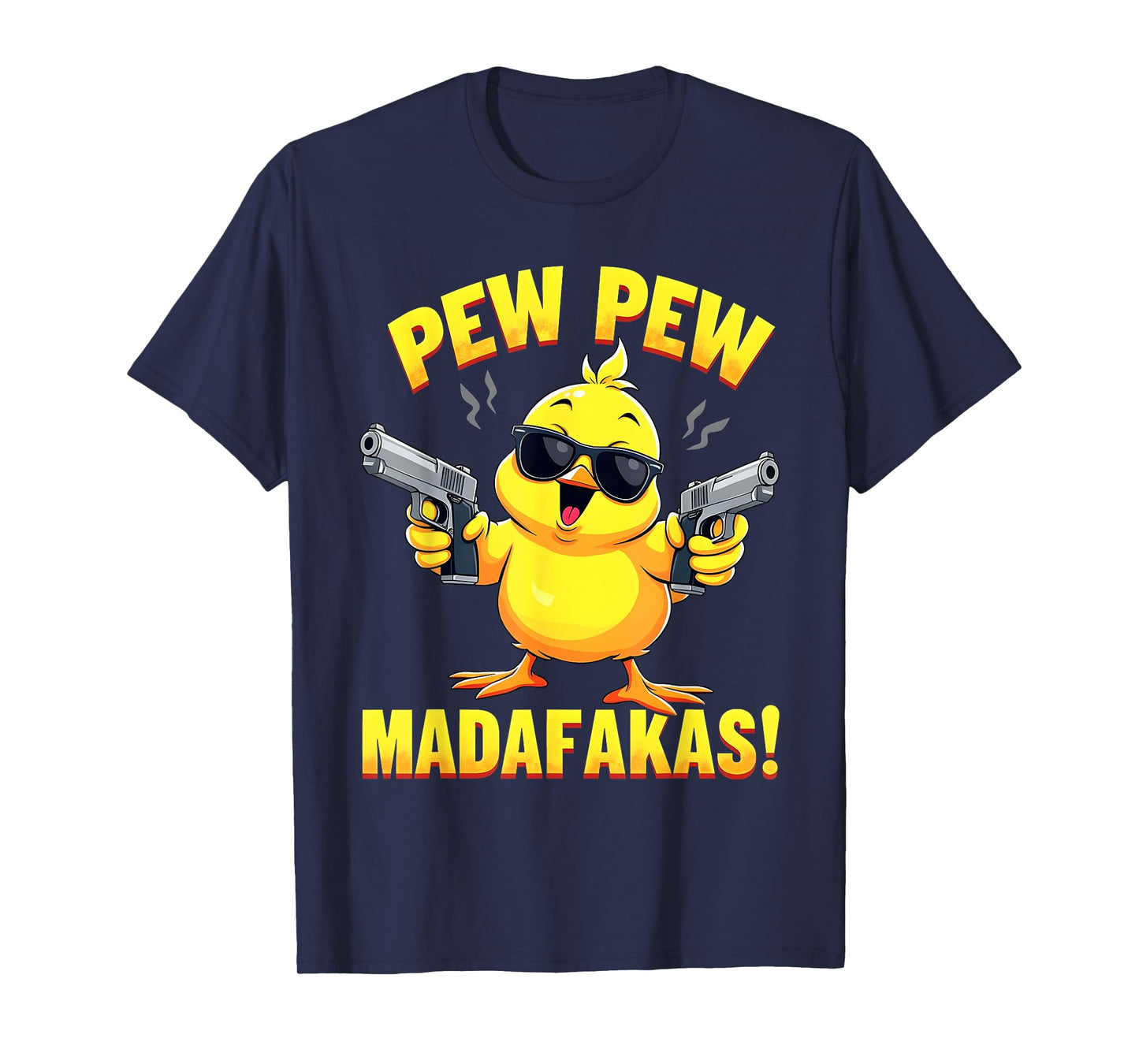 Retro With Gun Pew Madafakas Pew Funny Meme Duck T-Shirt