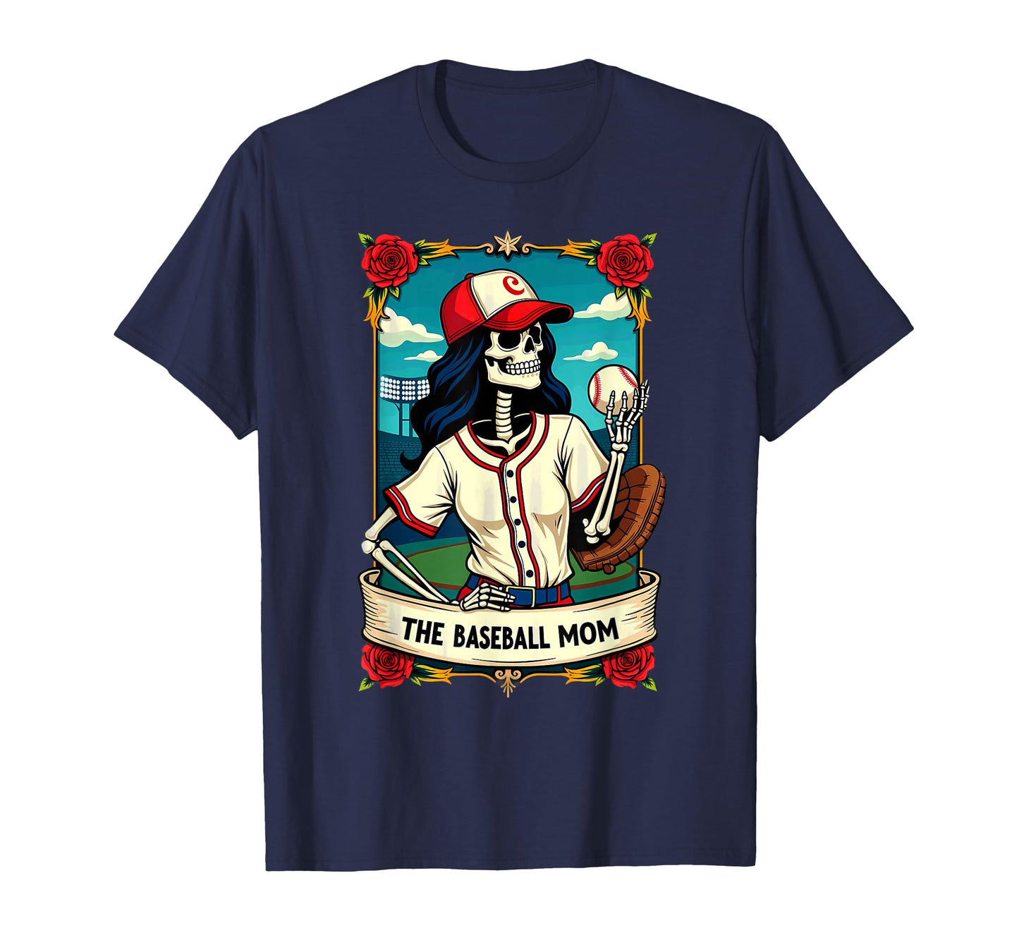 Gothic Tarot Card Baseball Mom Skeleton T-Shirt