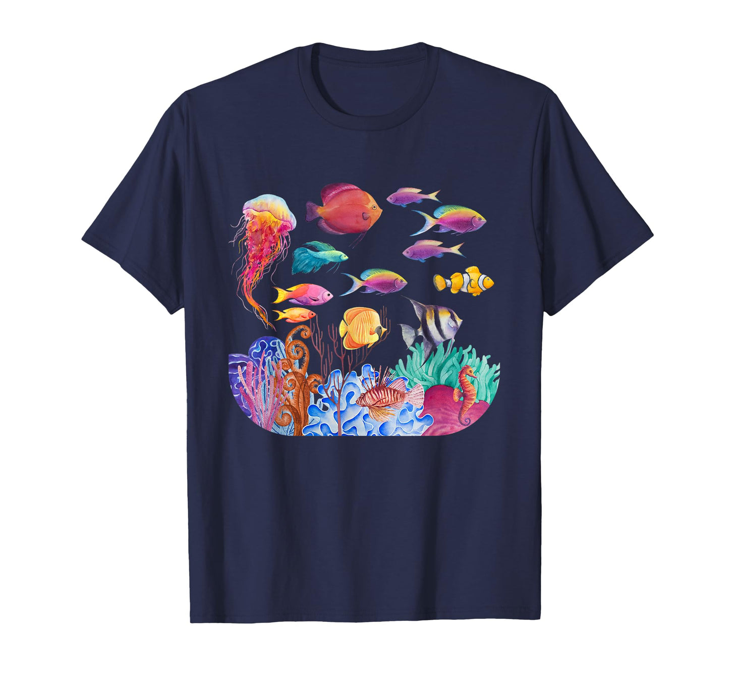 Ocean Scene - Watercolor Sea Life T-Shirt