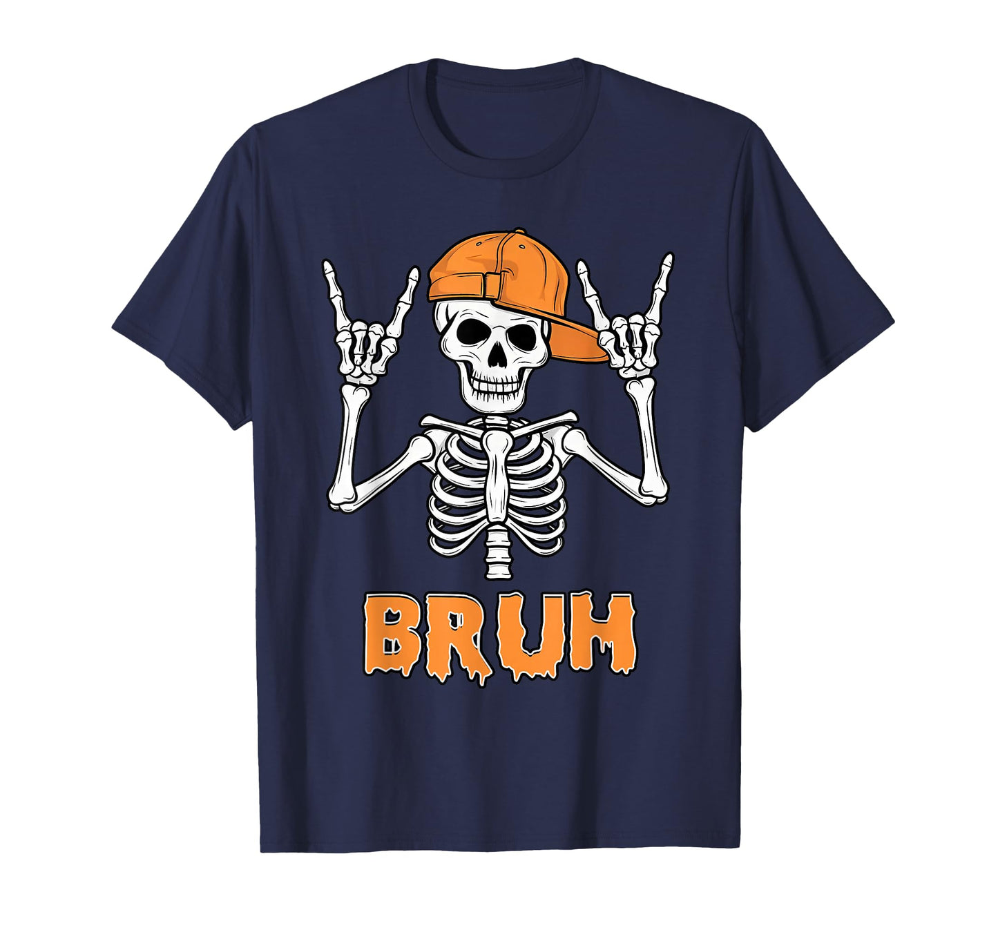 Skeleton Rock Funny Bruh Halloween Costume Mens Boys Kids T-Shirt