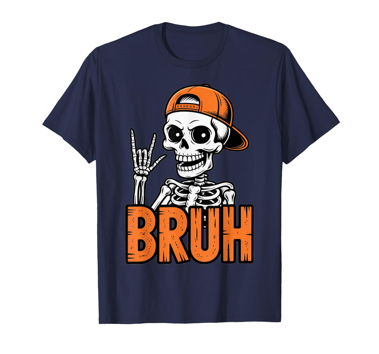 Bruh Punk Rock Skeleton Cool Rocker Halloween Men Boys Kids T-Shirt