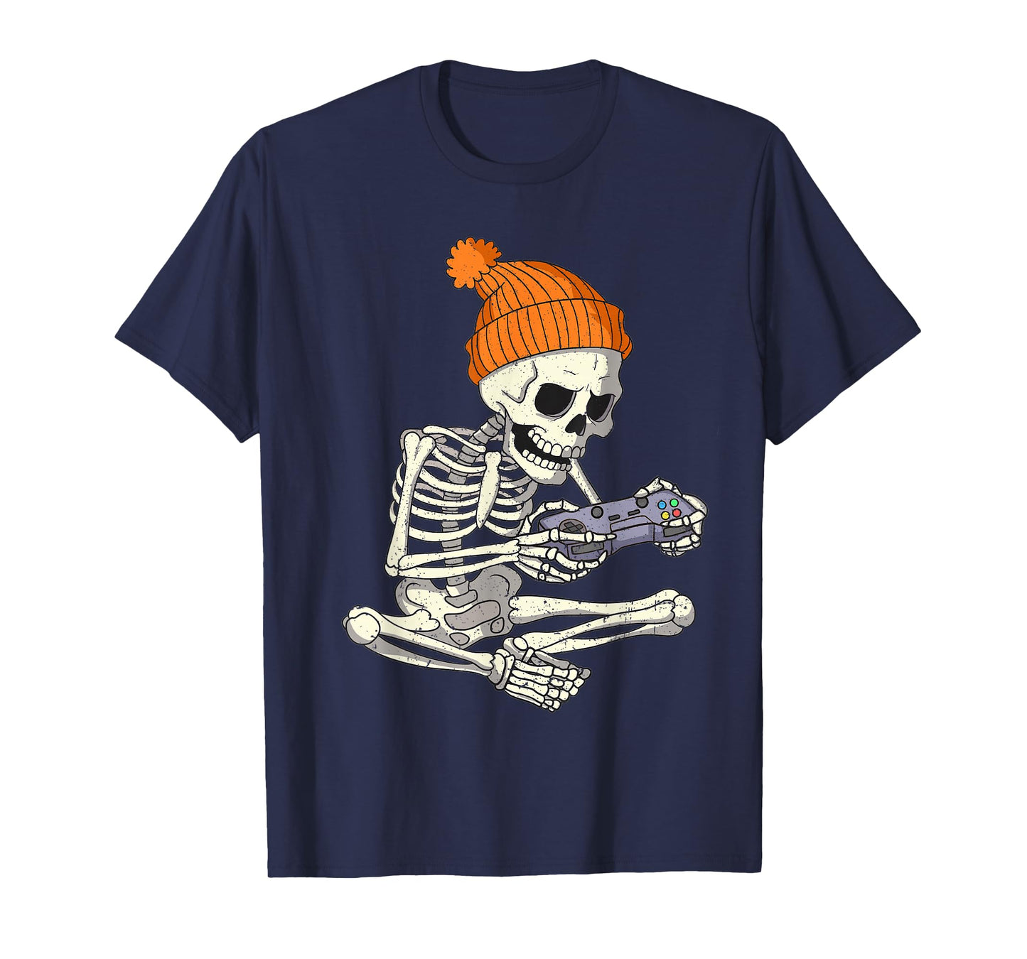 Funny Halloween Skeleton Gamer Video Games Boys Mens Gaming T-Shirt