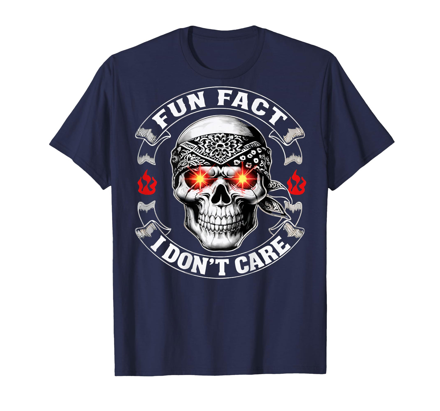 Fun Fact I Don't Care Funny Skeleton Sarcastic (ON Back) T-Shirt