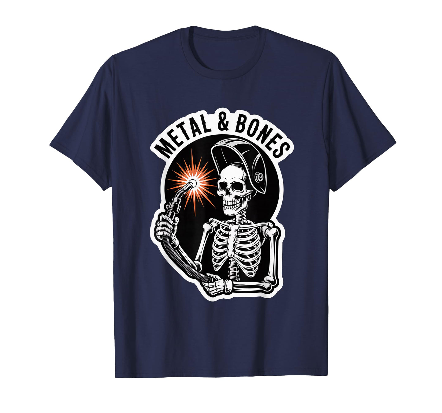 Skeleton Welder Emblem with Torch Burst T-Shirt