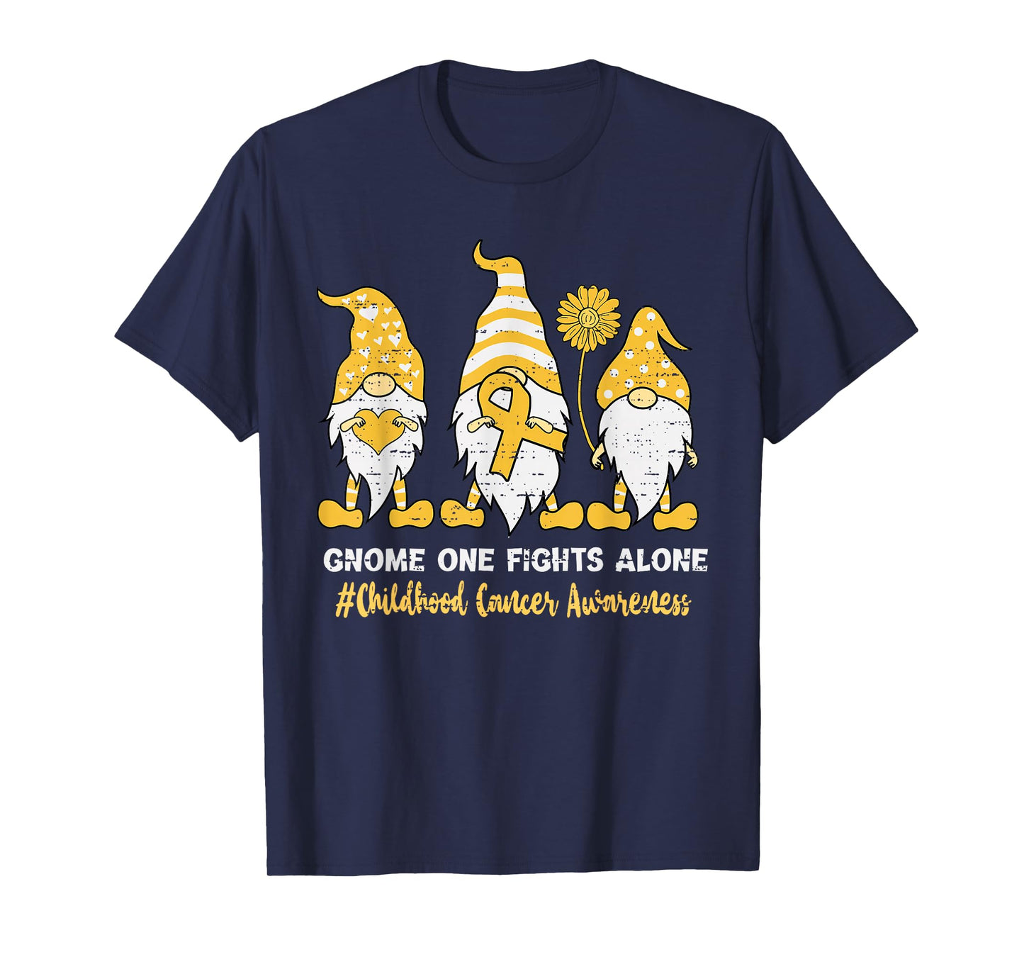 Childhood Cancer Awareness Gold Gnome Ribbon Boys Girls Kids T-Shirt