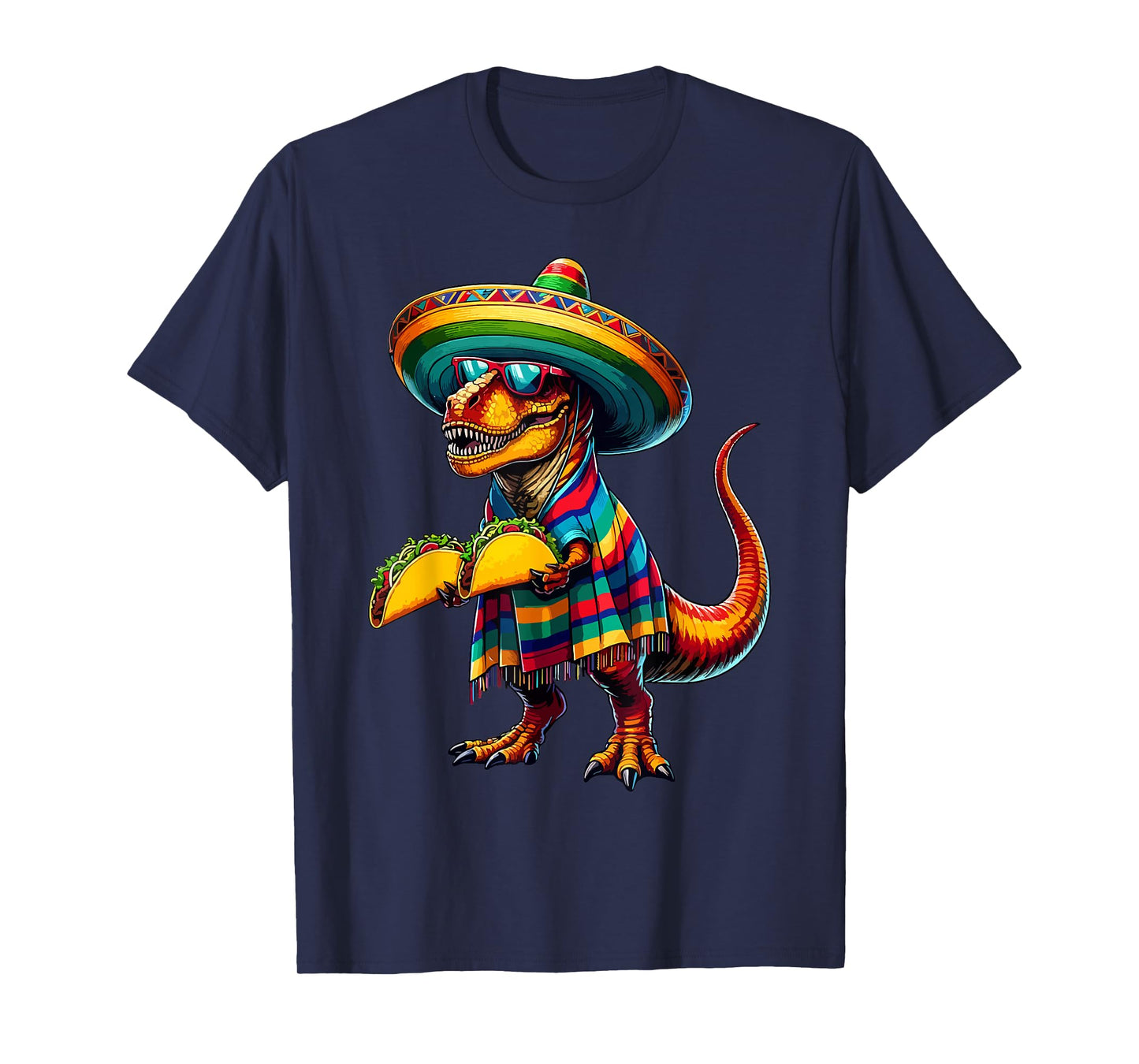 T-rex Dinosaur Taco Lover Cinco de Mayo Sombrero Poncho T-Shirt