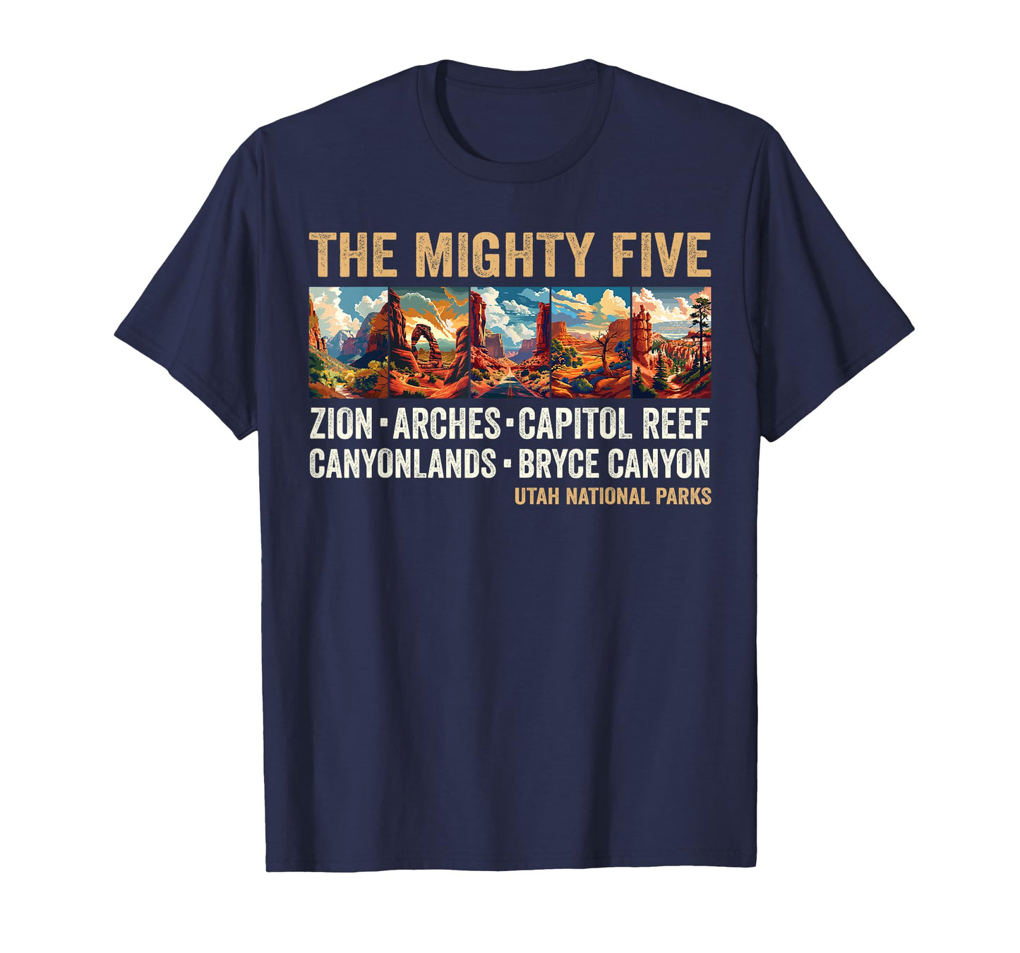 Vintage Moab Utah Souvenir Big 5 Mighty Five National Park T-Shirt