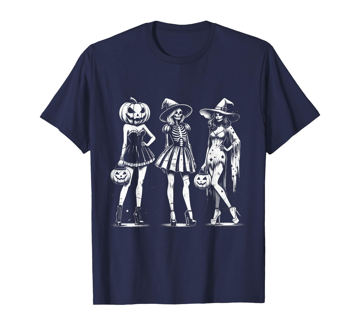 Goth Glam Witches Skeleton Pumpkin Halloween Aesthetic T-Shirt