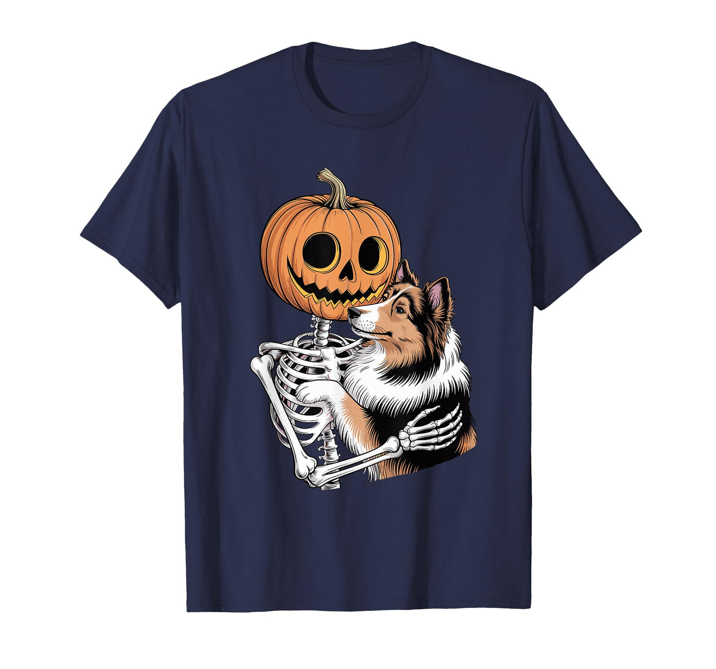 Halloween Skeleton Shetland Sheepdog Sheltie T-Shirt