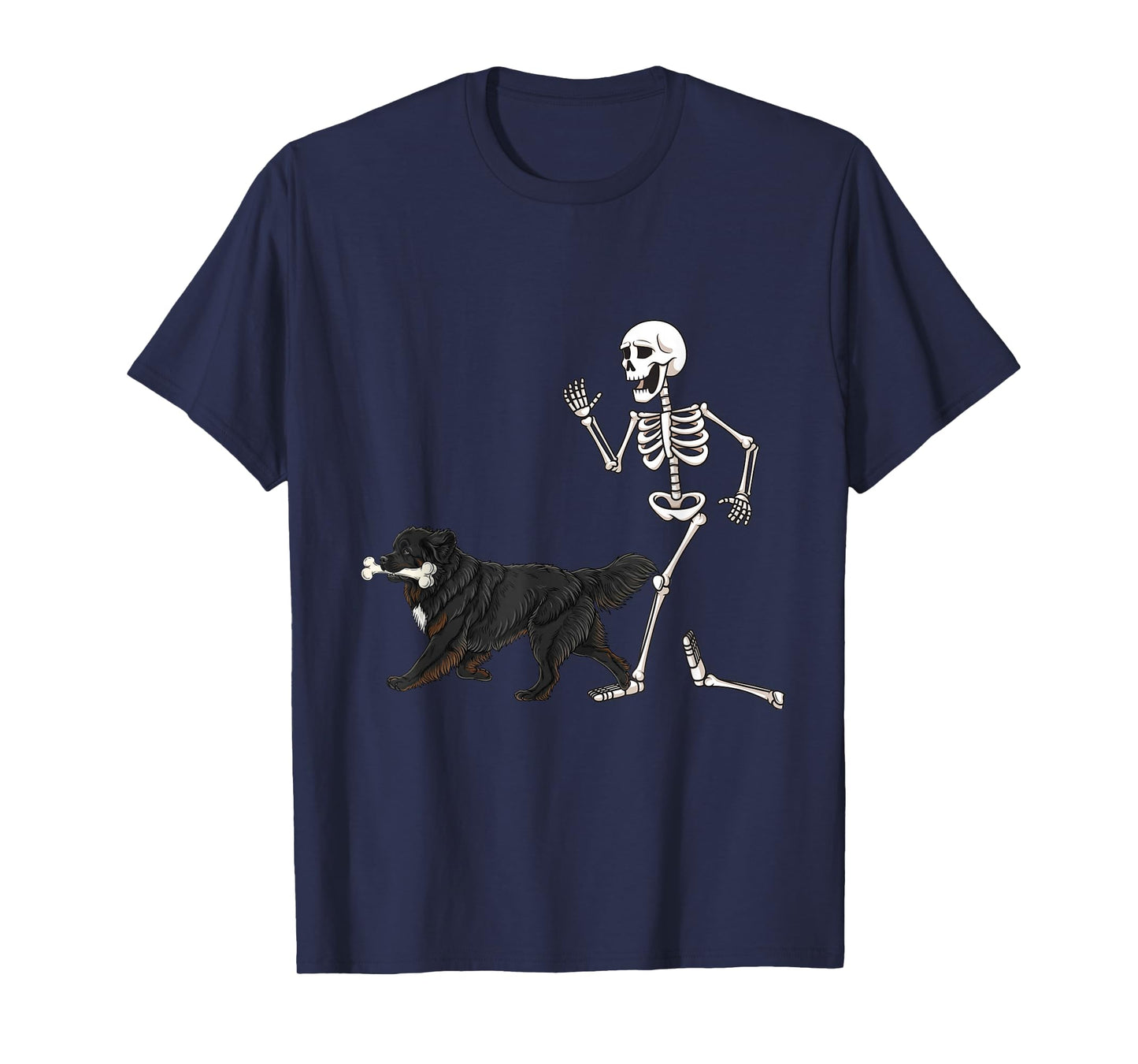 Funny Halloween Newfoundland and Skeleton T-Shirt