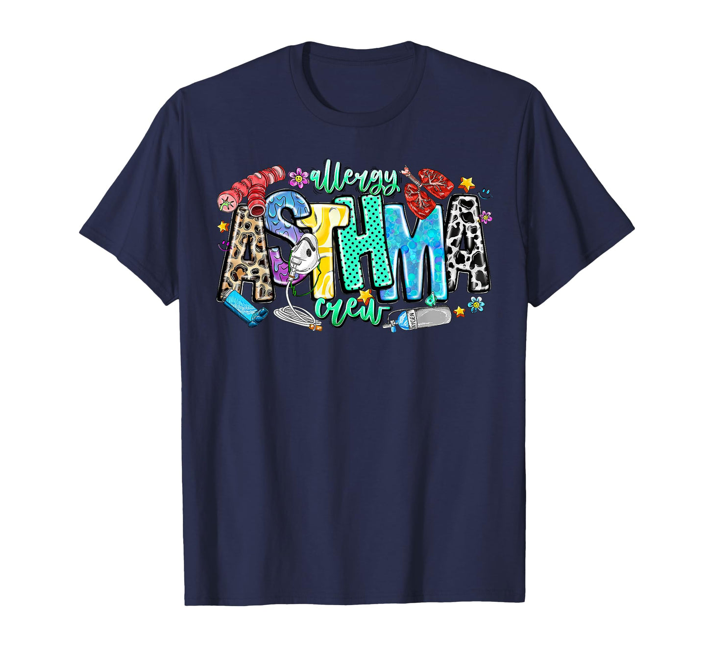 Groovy Allergy Asthma Allergy Nurse Nursing Asthma Awareness T-Shirt