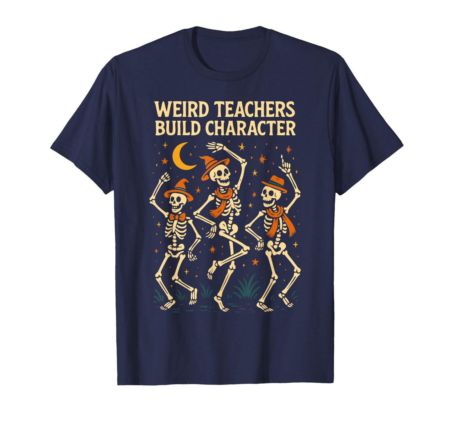 Funny Teacher Halloween Weird Skeleton School Design T-Shirt