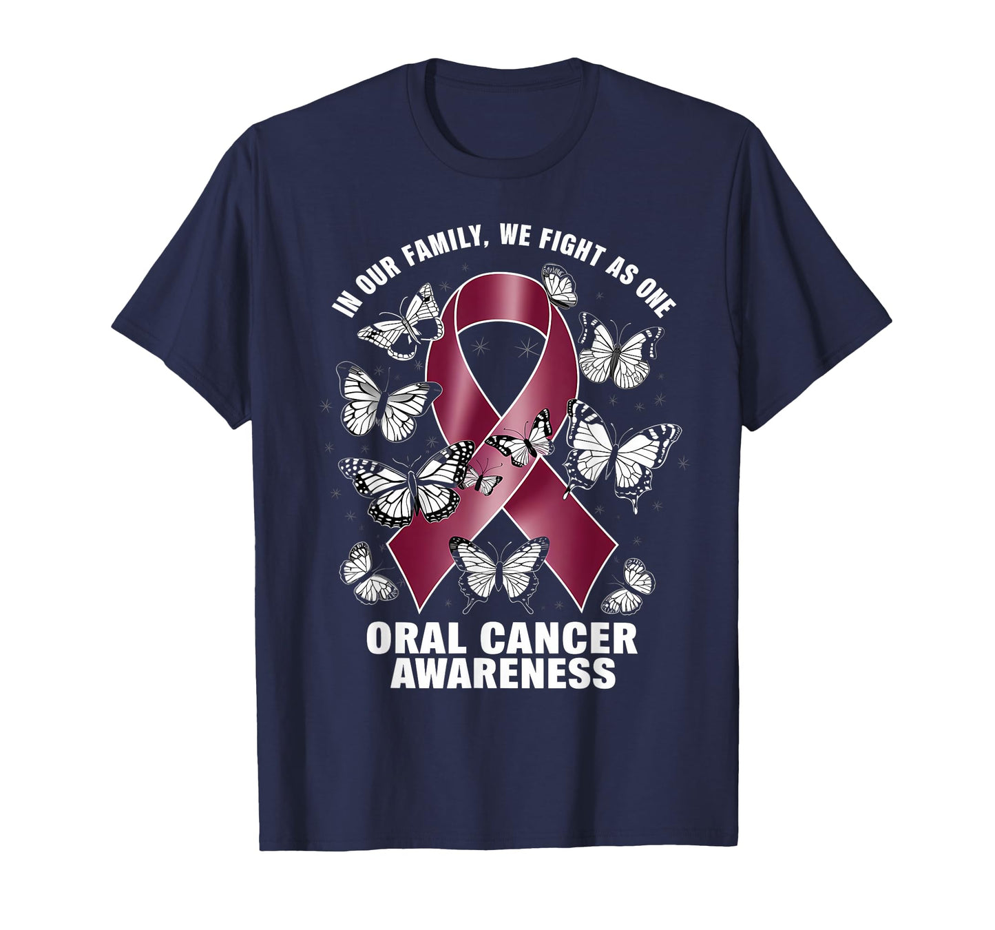 We Fight As One Burgundy Ribbon Oral Cancer Awareness T-Shirt