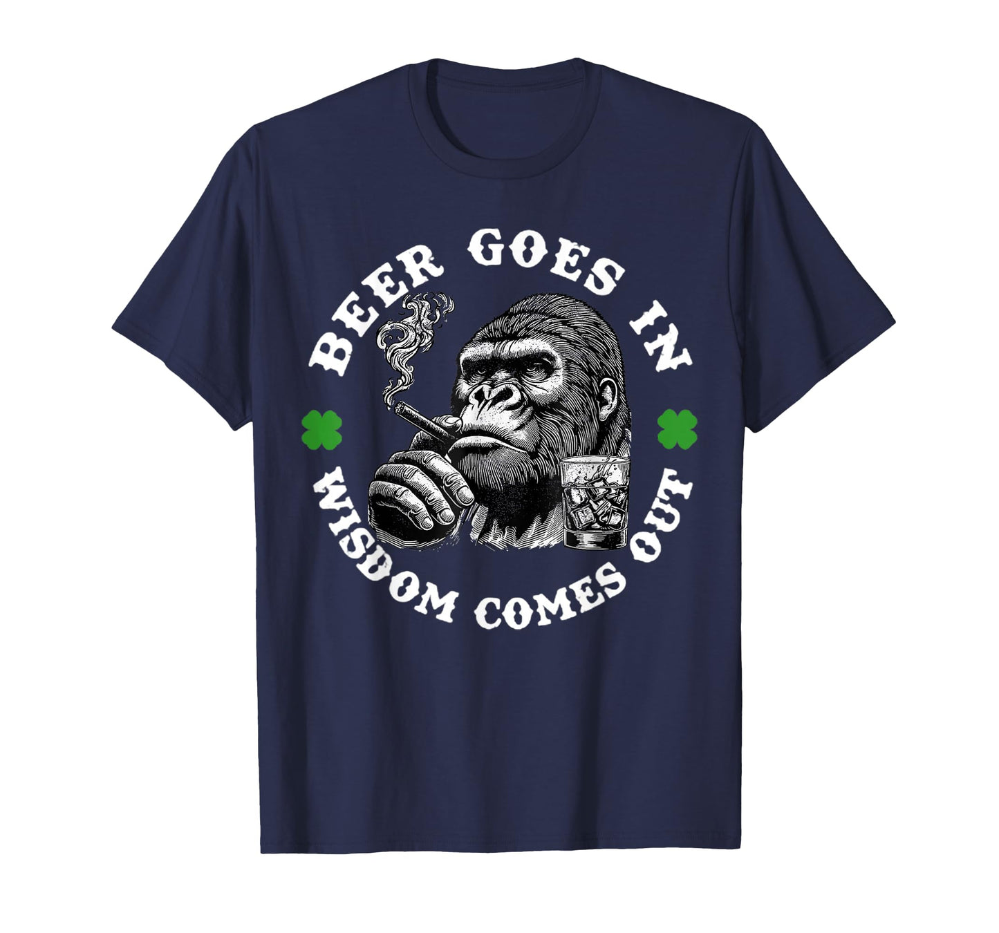 Beer Goes in Wisdom Comes Out Monkey T-Shirt