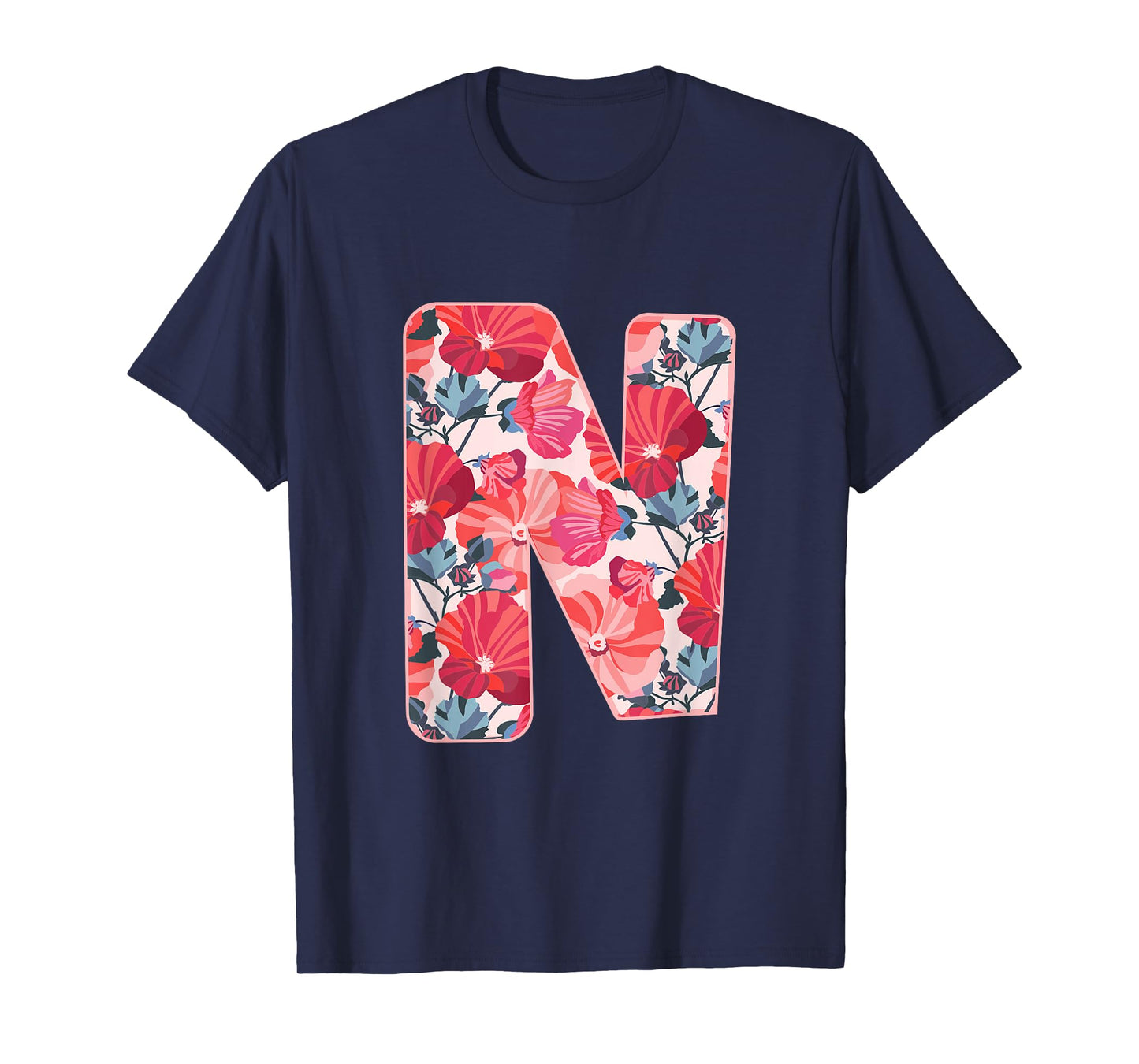 Letter N Sign Alphabet Last Name Consonants Flower Gift T-Shirt