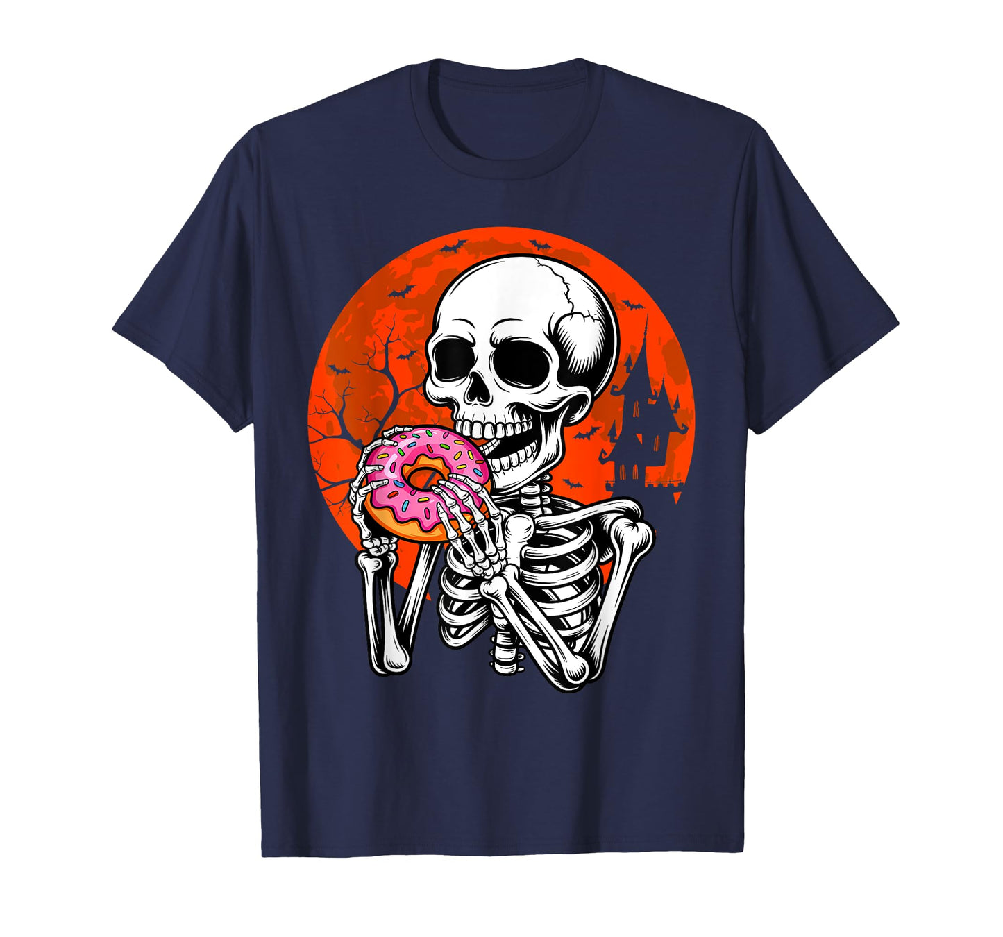 Horror Skeleton Eating Donut Halloween Costume Foodies Lover T-Shirt