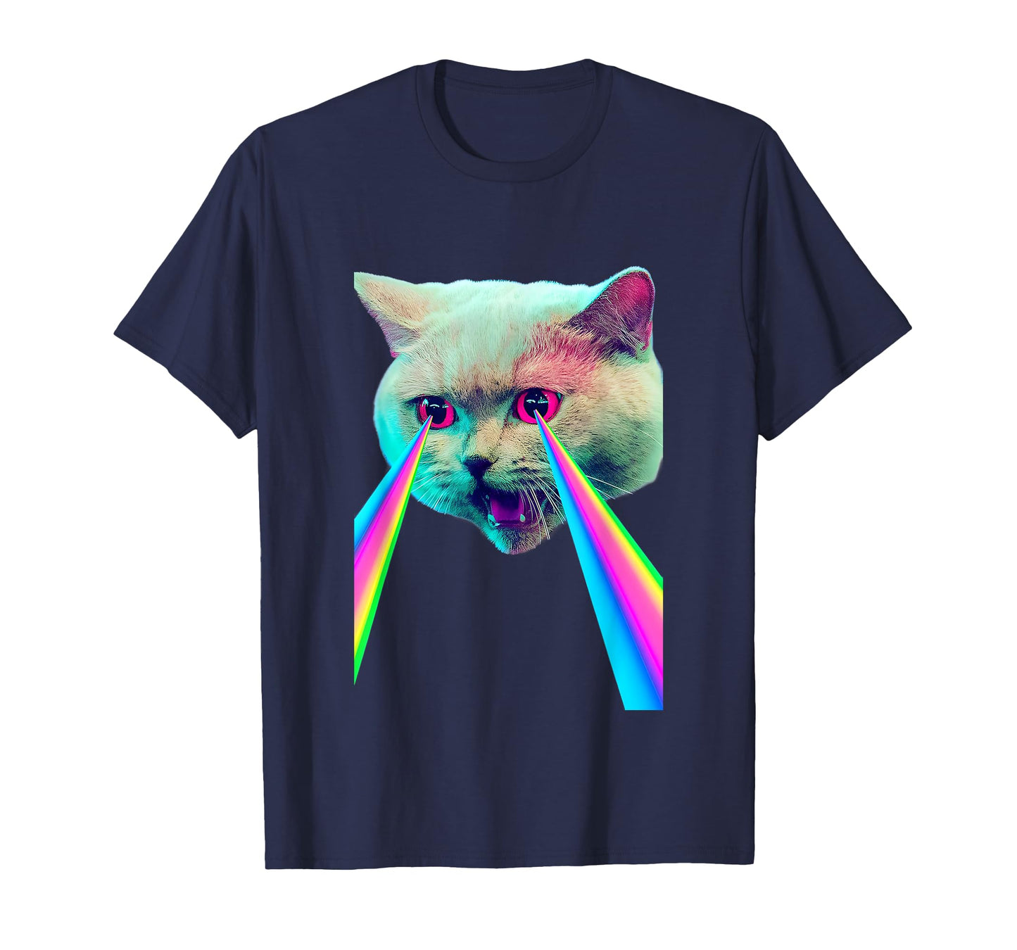 Laser Eyes Space Cat Funny Laser Cat Cute Space Cat Kitten T-Shirt