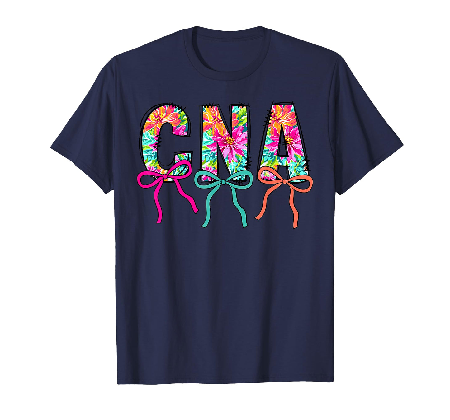 Coquette Bow CNA Nurse Summer Tropical Flowers Aloha Hawaii T-Shirt