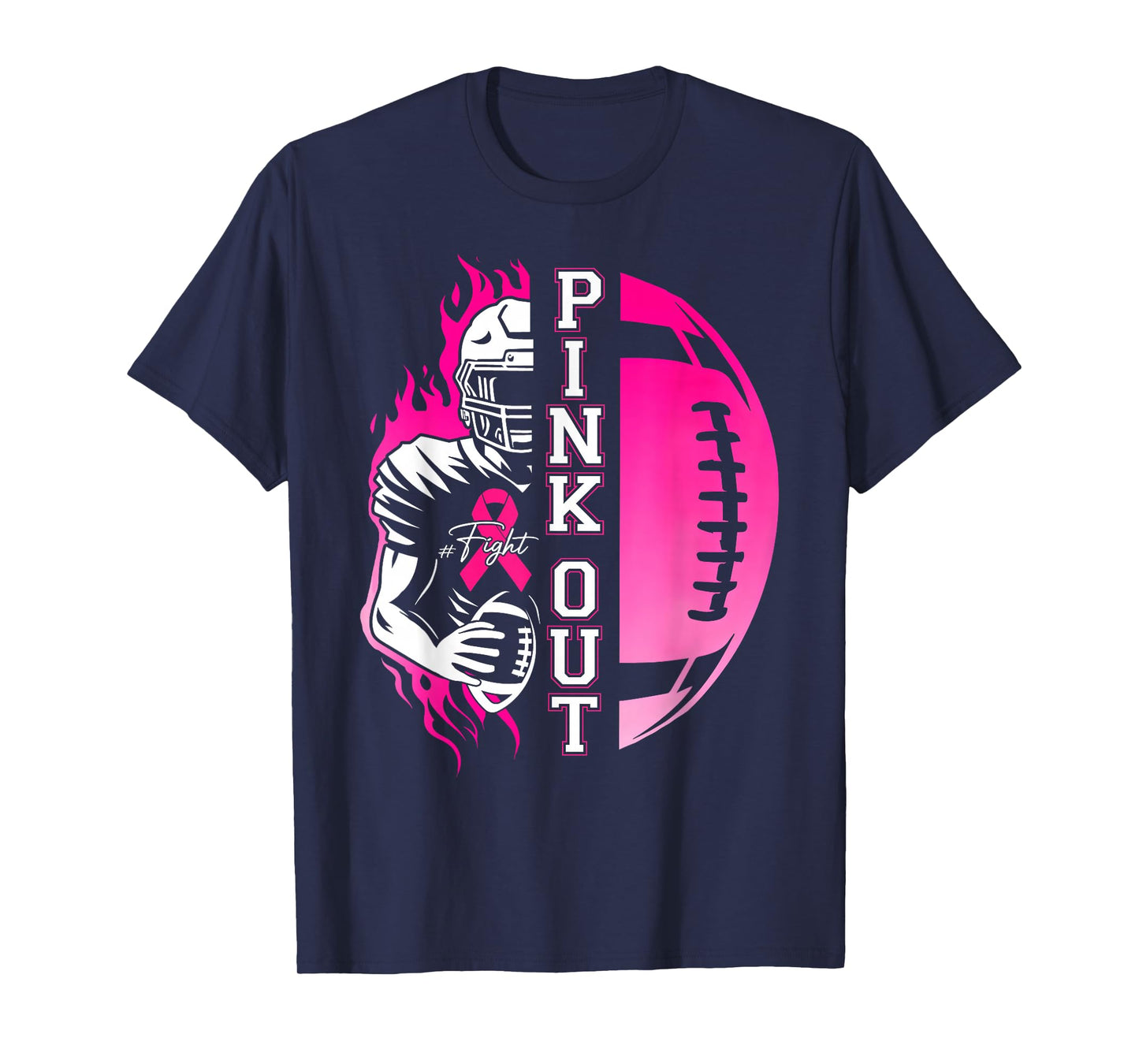 Football Pink Out Team Breast Cancer Awareness Month Womens T-Shirt