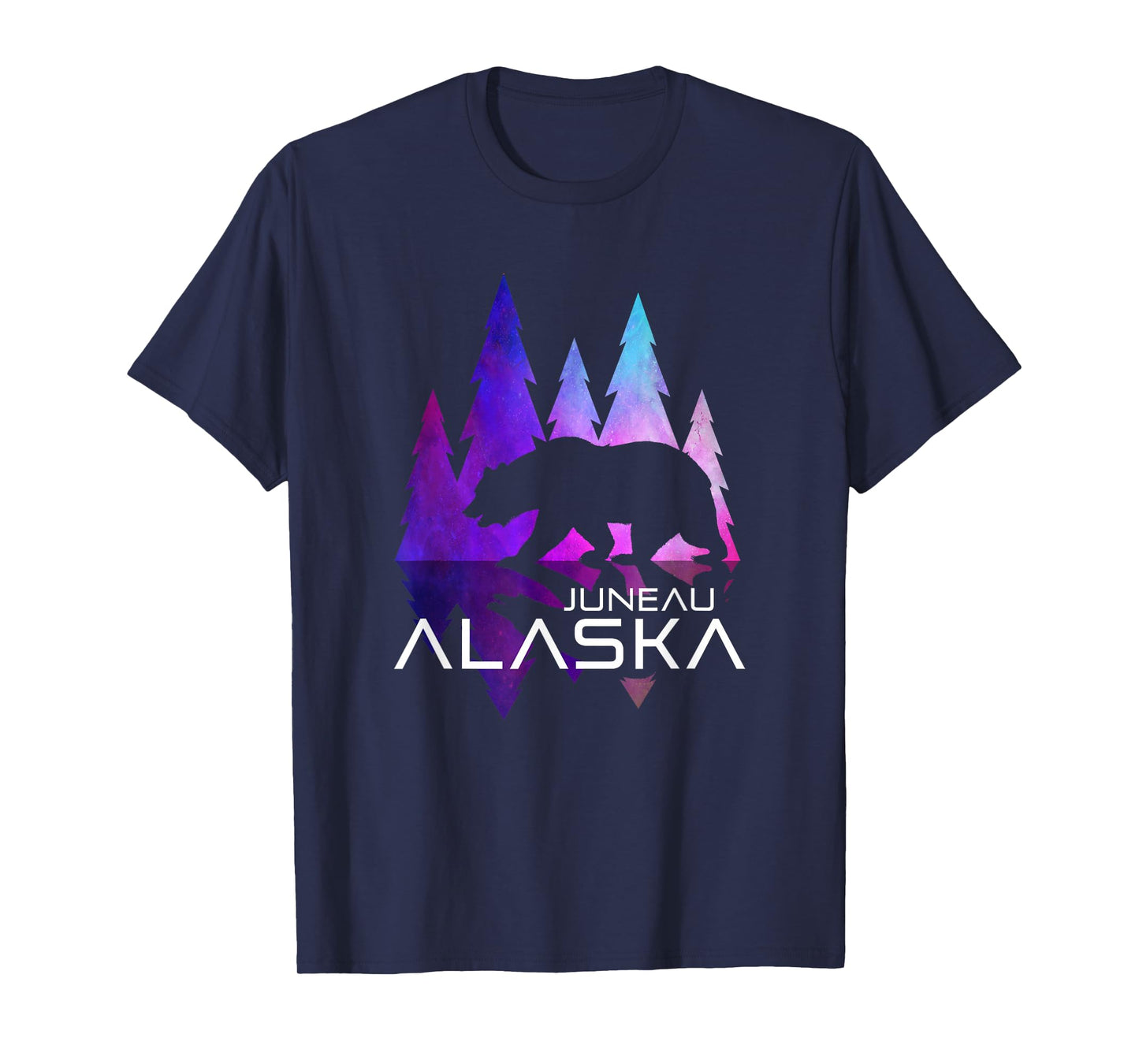 Juneau - Alaska - Colorful Trees and Bear - Alaska T-Shirt