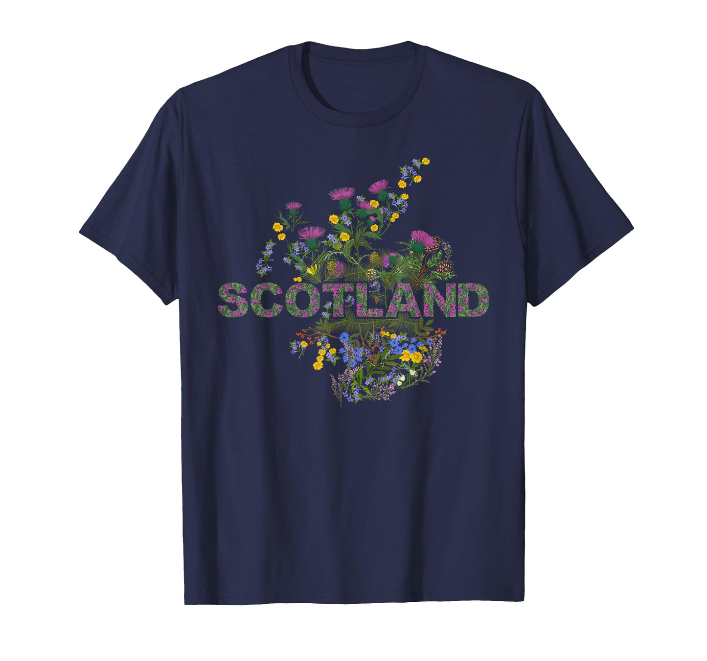 Scotland Map - Scottish Highland Botanicals Nature Souvenir T-Shirt