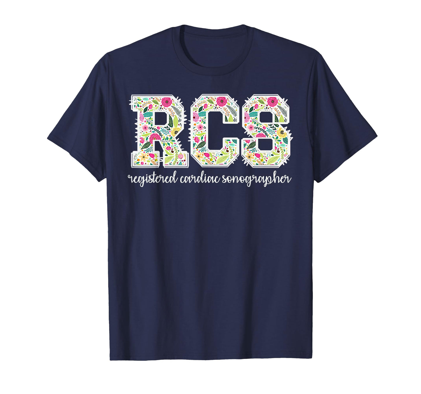 Retro Floral RCS Registered Cardiac Sonographer Sonography T-Shirt