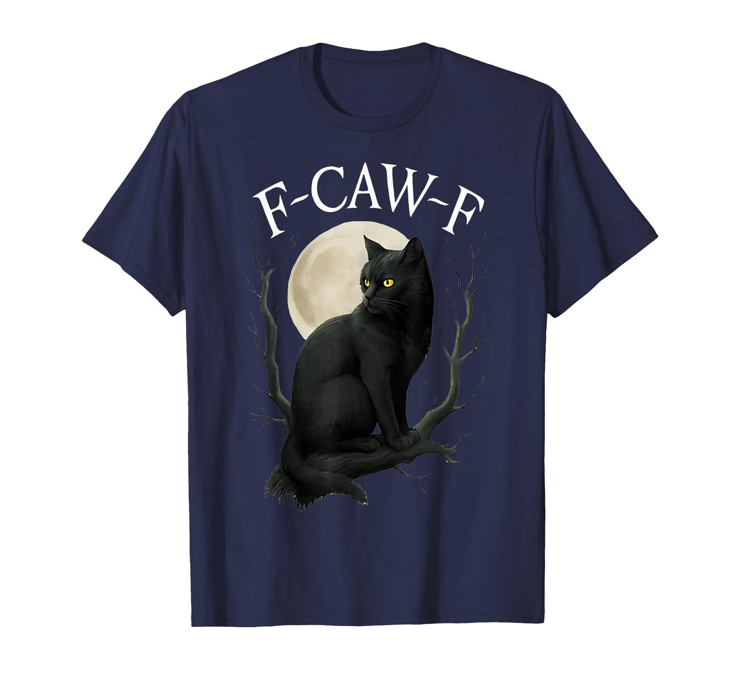 Funny Black Cat Halloween F-Caw-F Raven Crow Meme T-Shirt