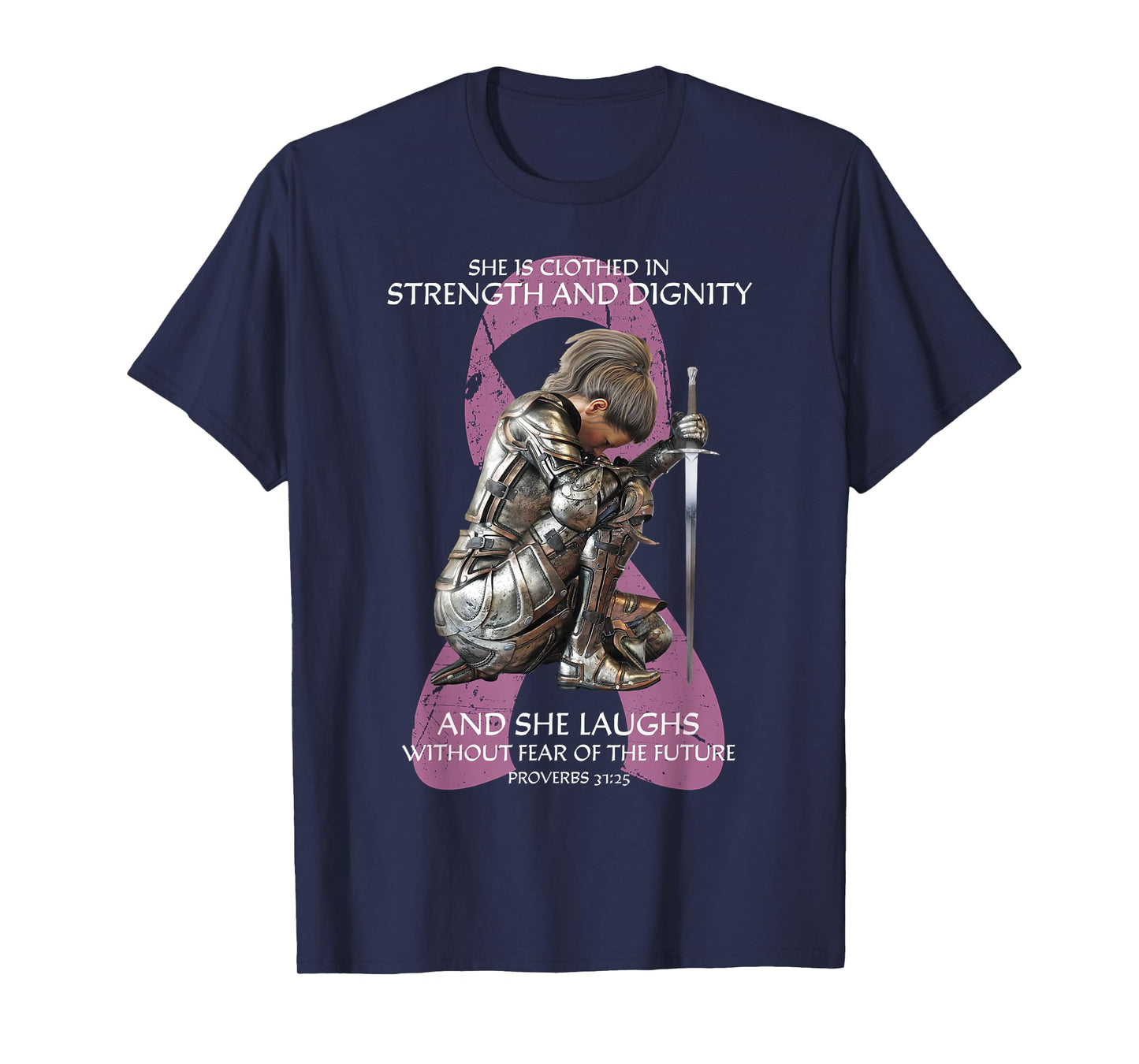 Christian Verse Women Breast Cancer Warrior Survivor Pink T-Shirt