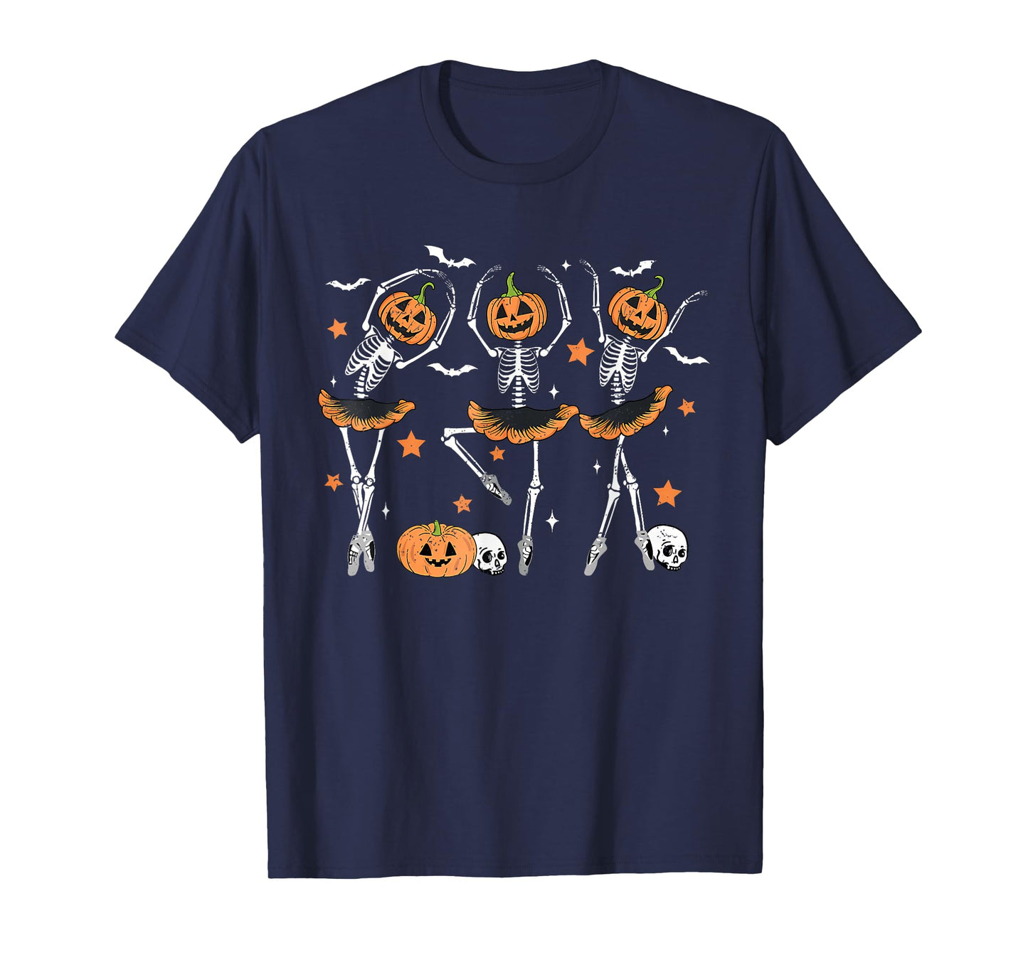 Funny Ballet Pumpkin Skeleton Scary Halloween Men Women Girl T-Shirt