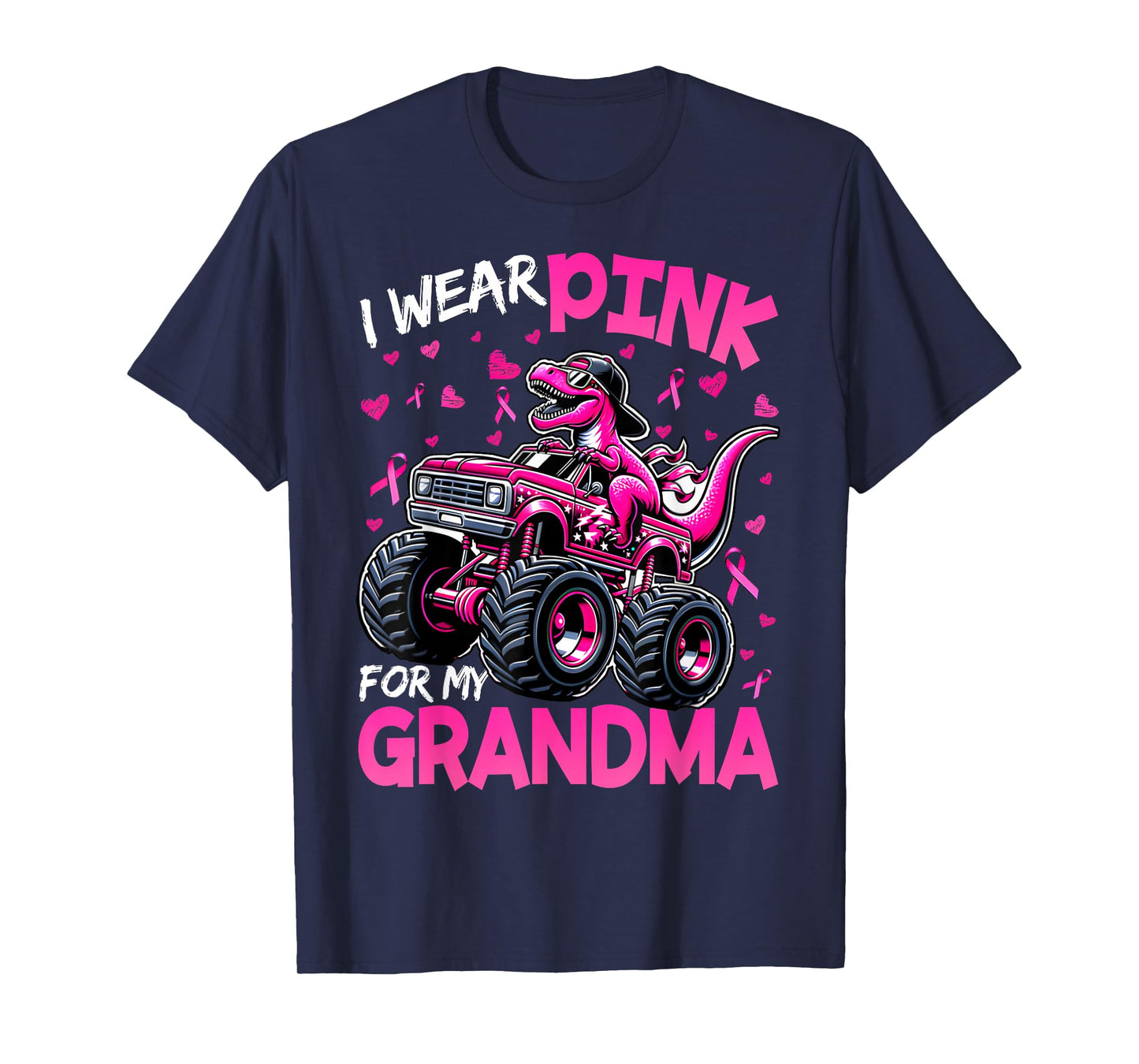 I Wear Pink for My Grandma Breast Cancer Awareness Dinosaur T-Shirt