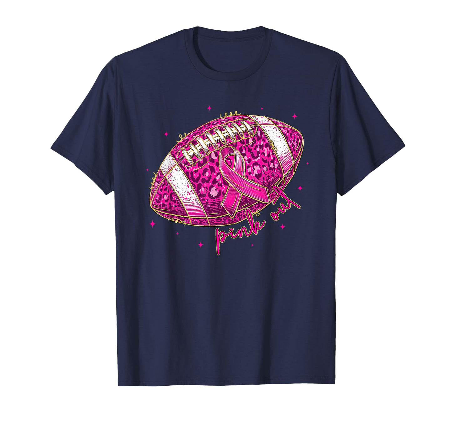 Breast Cancer Awareness Women Pink Out Ribbon Football T-Shirt