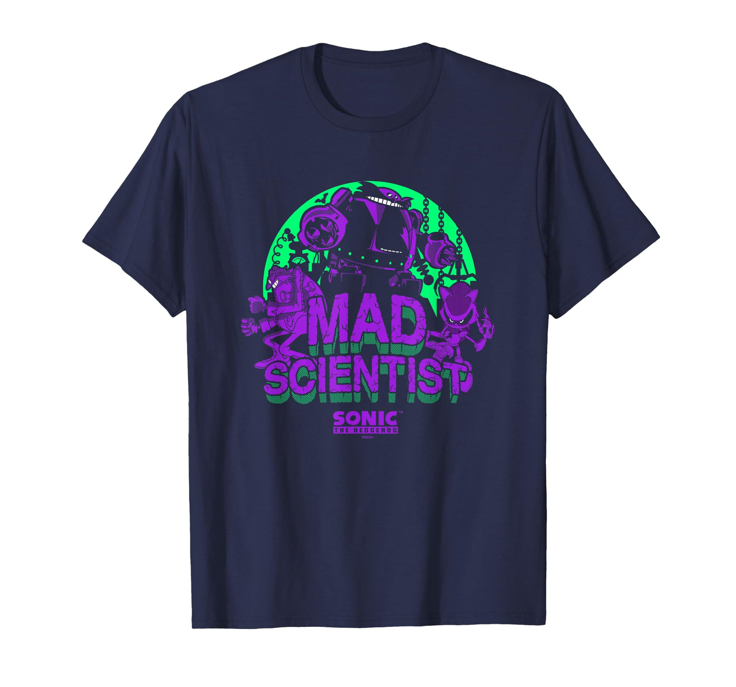 Sonic The Hedgehog Halloween Mad Scientist Eggman Retro Neon T-Shirt