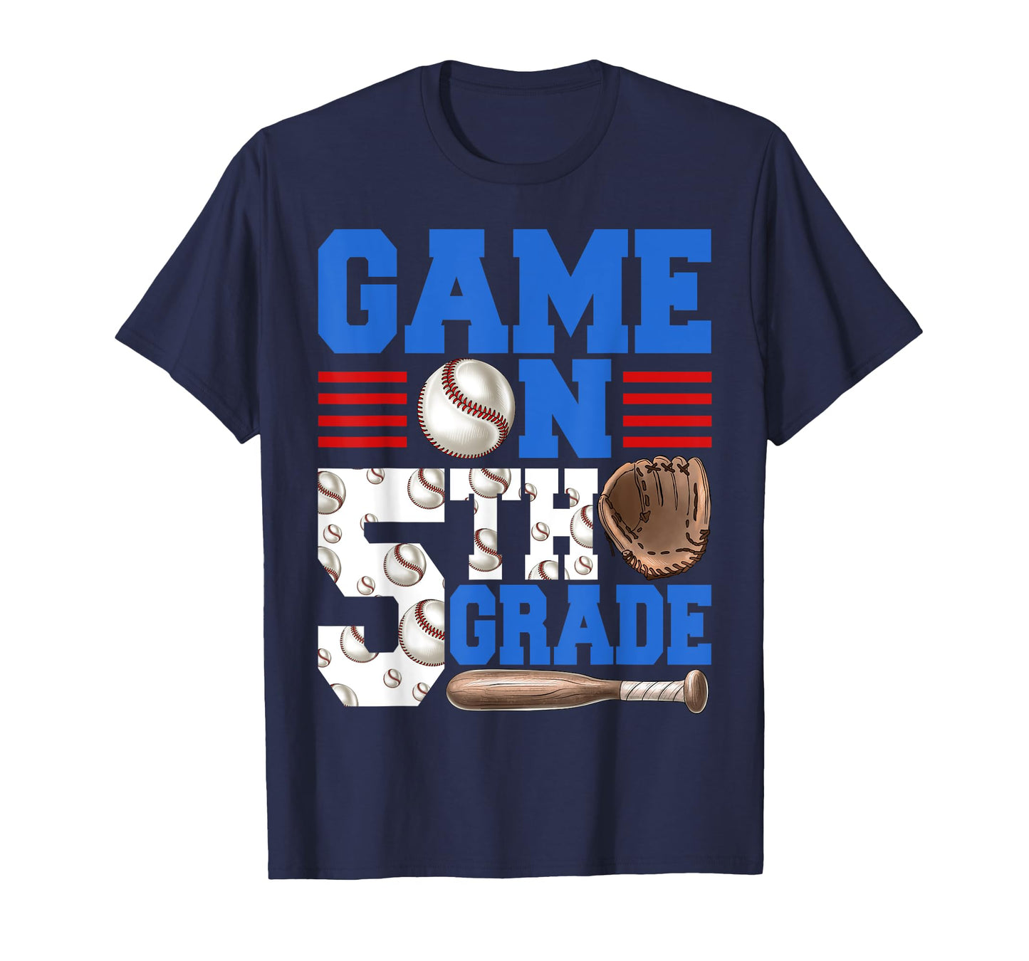 Game On 5th Grade With Baseball Player First Day Of School T-Shirt