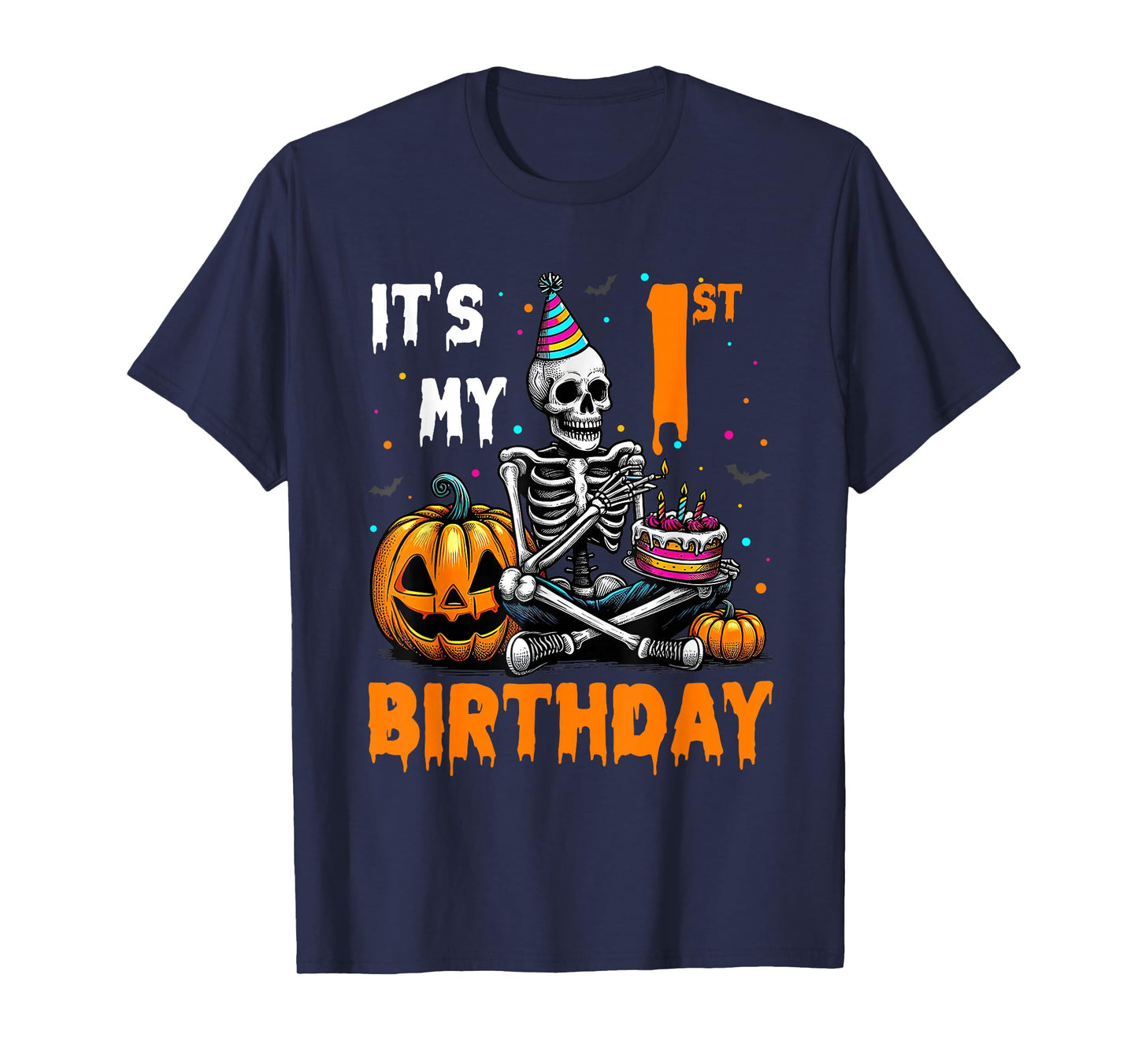 Skeleton 1st Birthday Halloween Party Kids 1 Years Gift T-Shirt