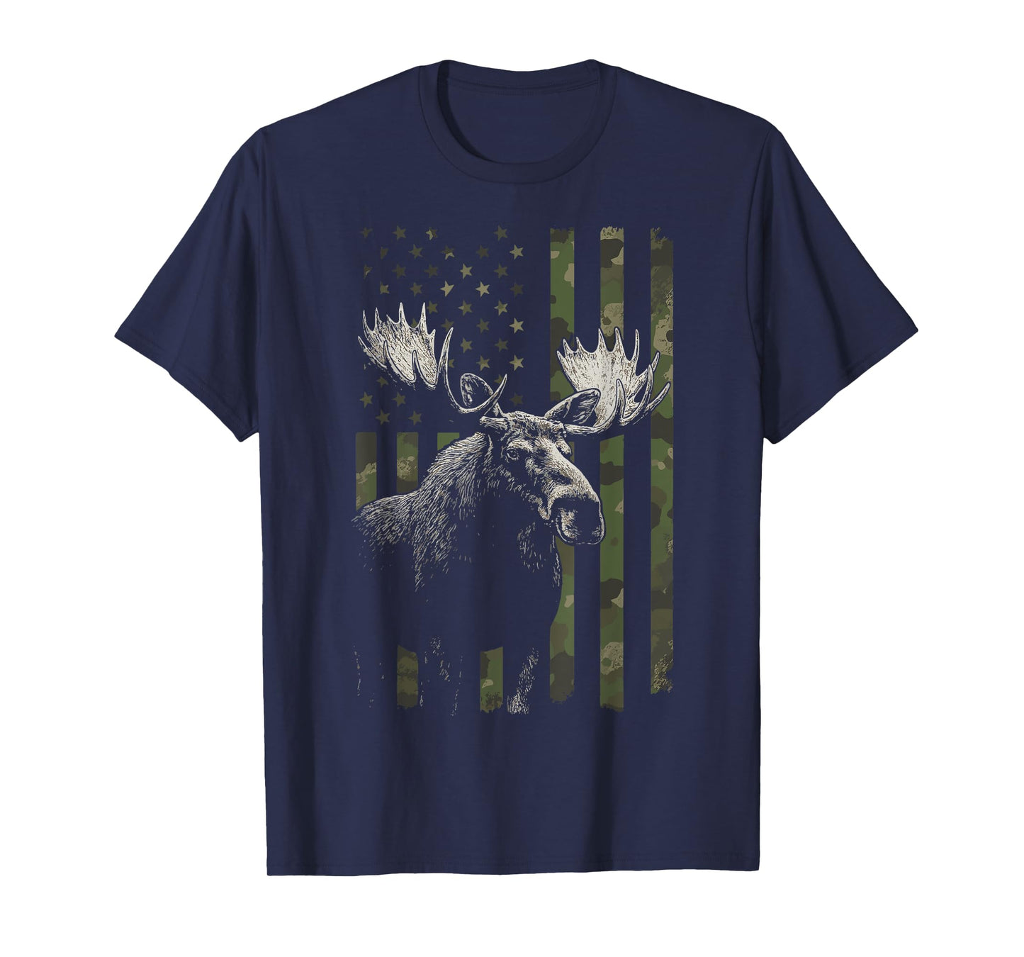 Moose USA Flag Alaska Wildlife T-Shirt