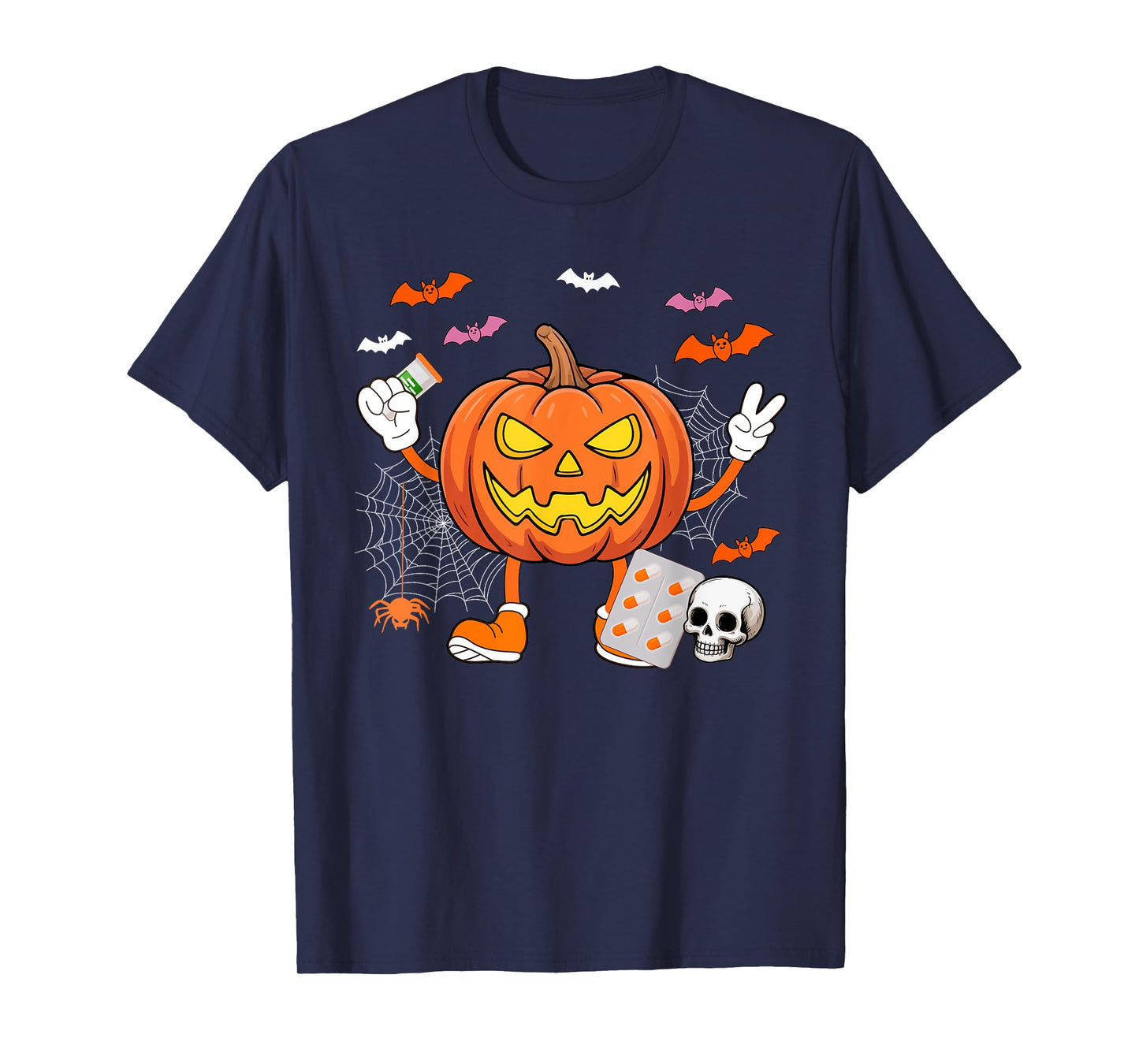 Pharmacist Job Horror Carved Pumpkin Halloween Costume Team T-Shirt