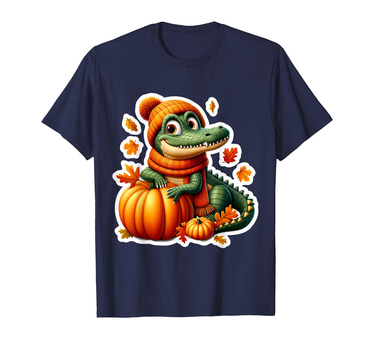 Autumn Fall Alligator Crocodile Lover Thanksgiving Pumpkin T-Shirt