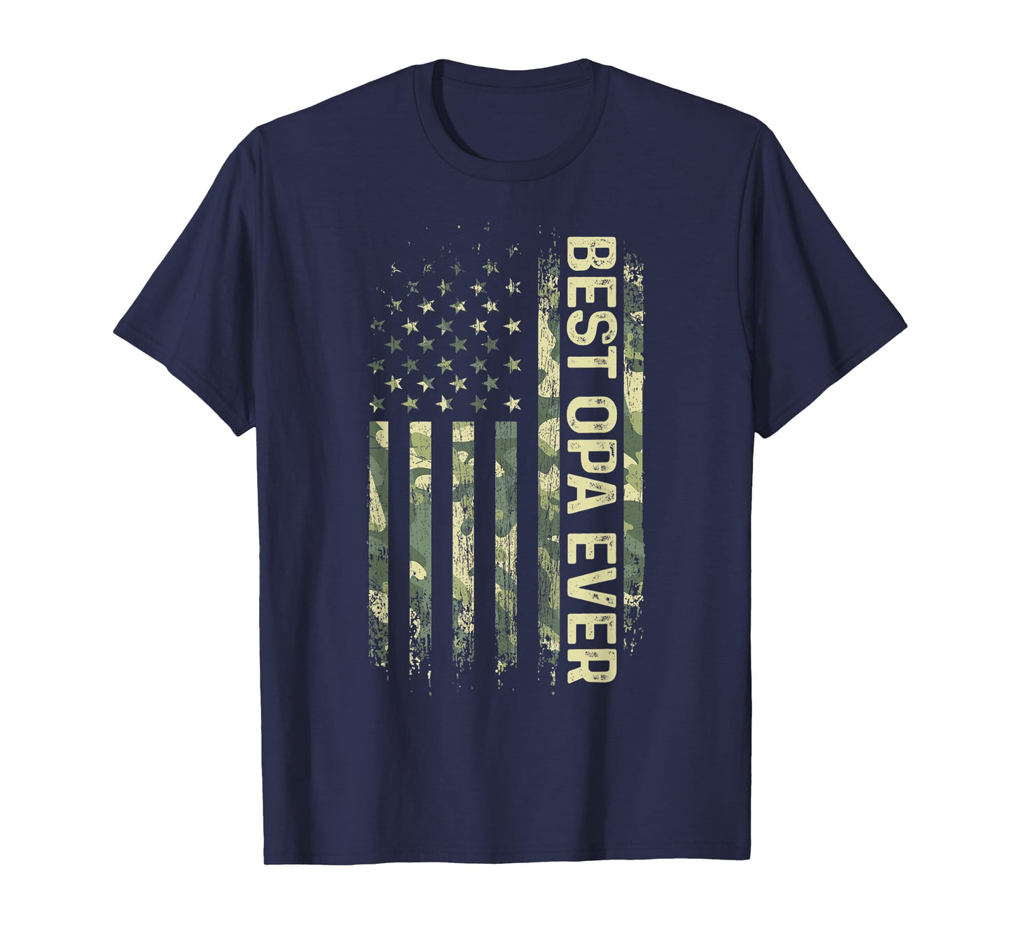Mens Best Opa Ever Camouflage American Flag Father's Day T-Shirt