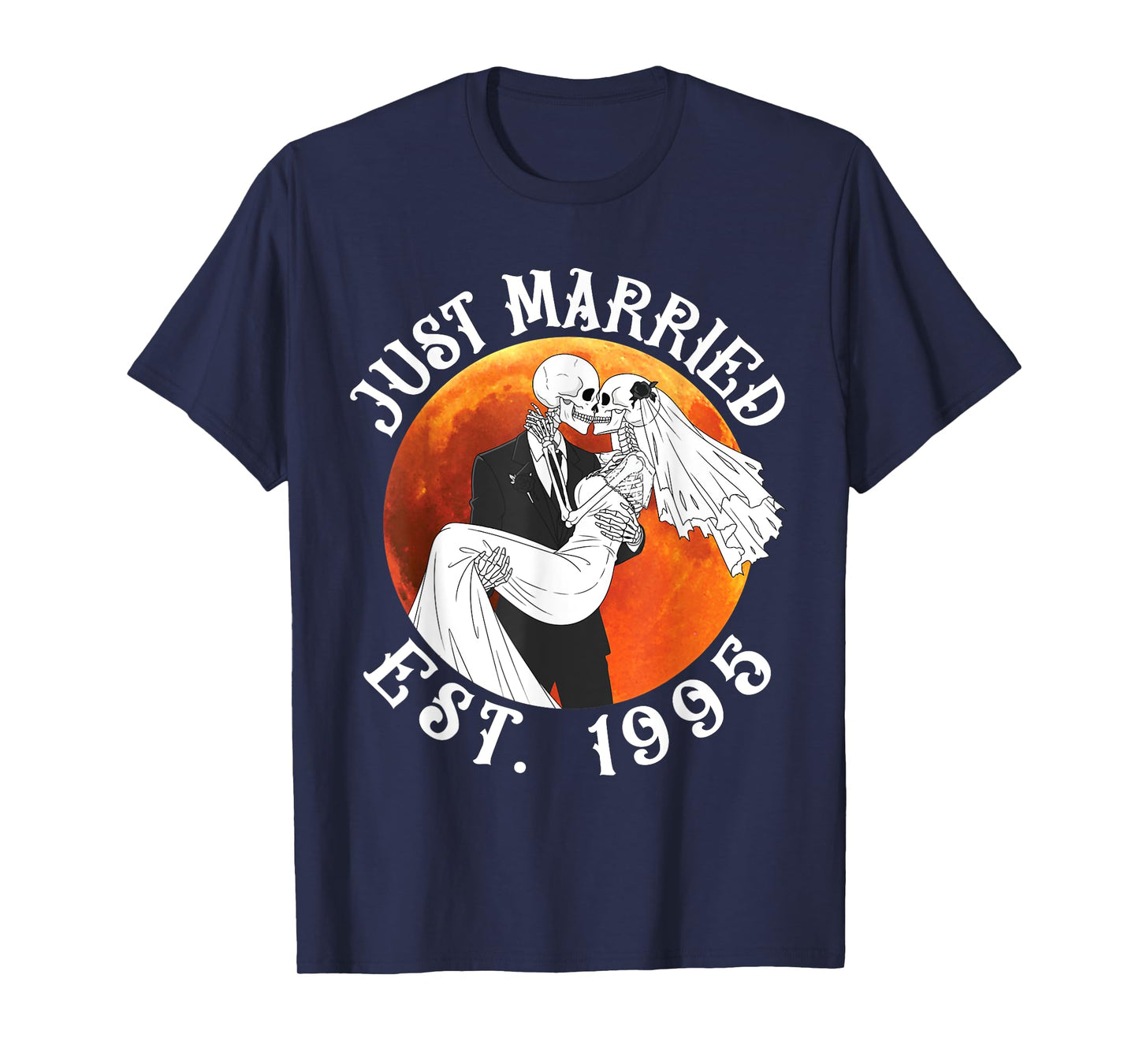Just Married Skeleton Couple Est 1995 Halloween Husband Wife T-Shirt