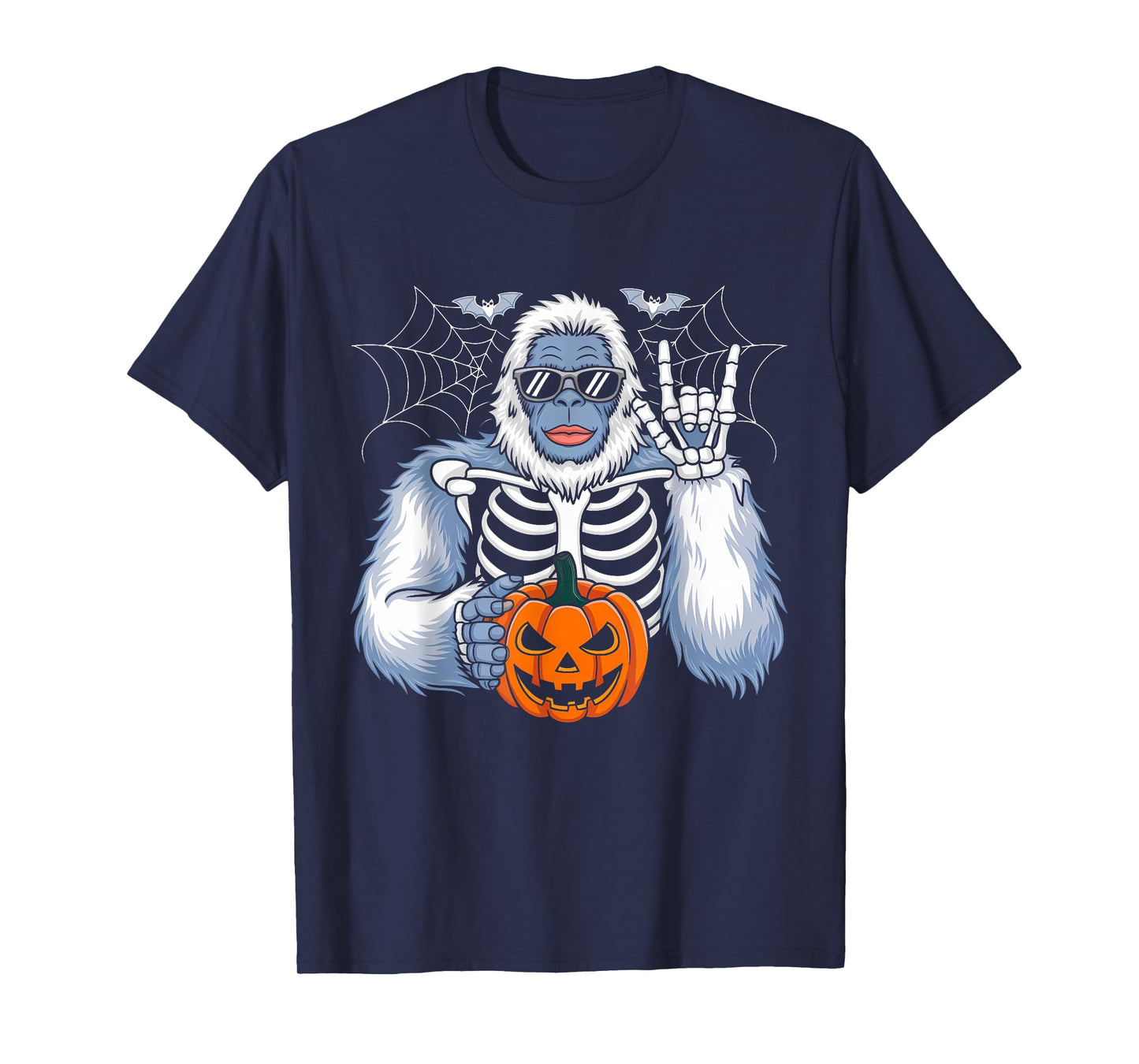 Spooky Bigfoot Jack O Lantern Skeleton Funny Halloween Boys T-Shirt