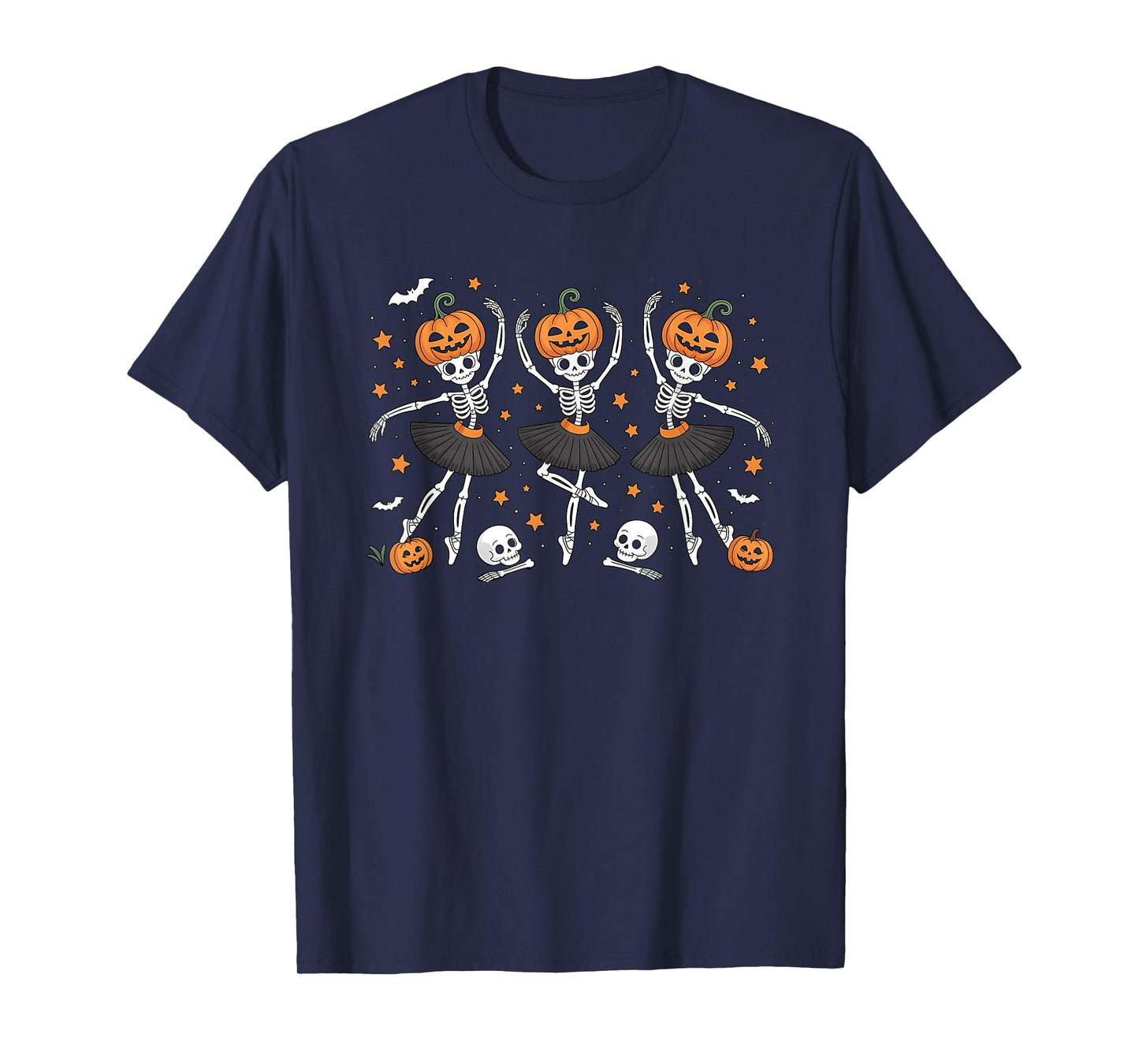 Ballet Pumpkin Skeleton Scary Men Women Boys Girl Halloween T-Shirt