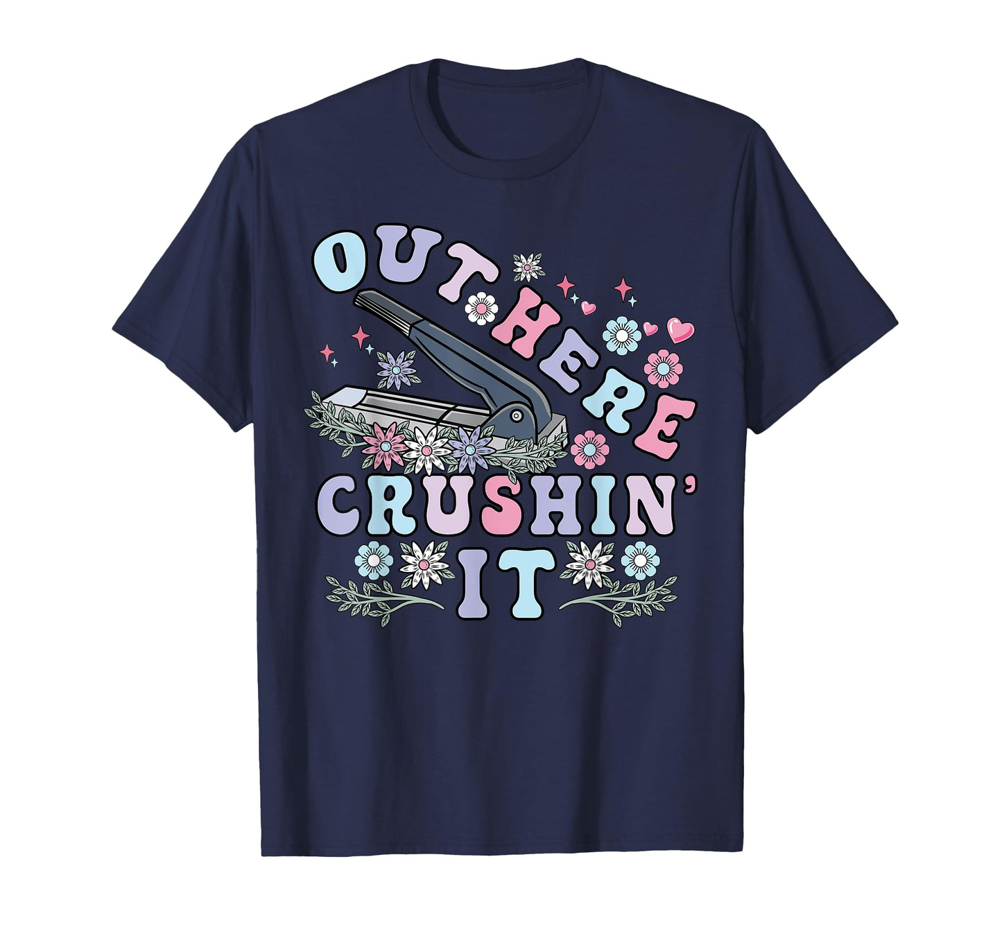 Medication Aide Out Here Crushin Funny Nurse Groovy Flowers T-Shirt