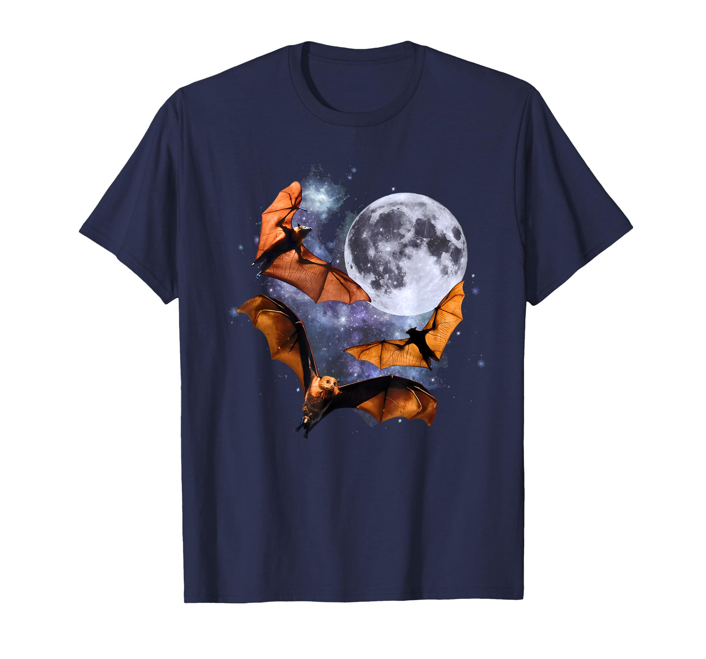 Three Bats At The Moon Vintage 90s Flying Bats Weird Cursed T-Shirt